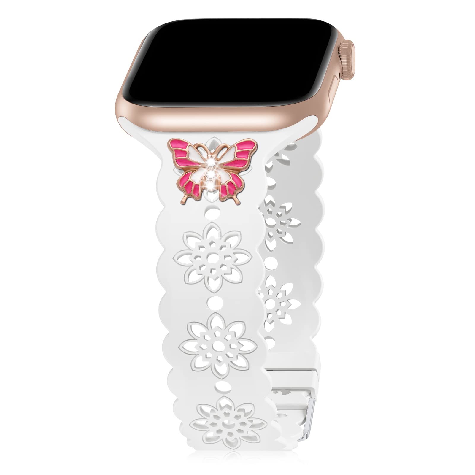 White with Mandala (Rose Gold) 38/40/41/42mm(Series 10) Best apple watch bands in use, Apple watch band , Applewatchbands.us