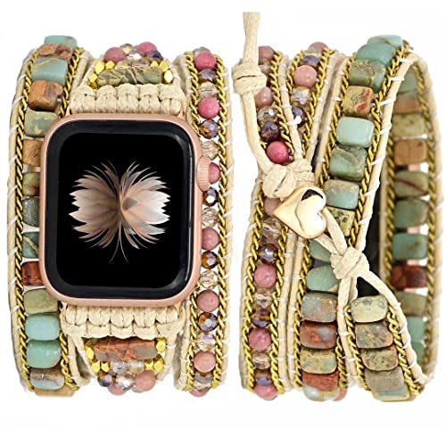 4 Pink&Gold beaded 49/46/45/42mm(Series 3/2/1) M(6.3''-7.2'') Best apple watch bands in use, Apple watch band , Applewatchbands.us