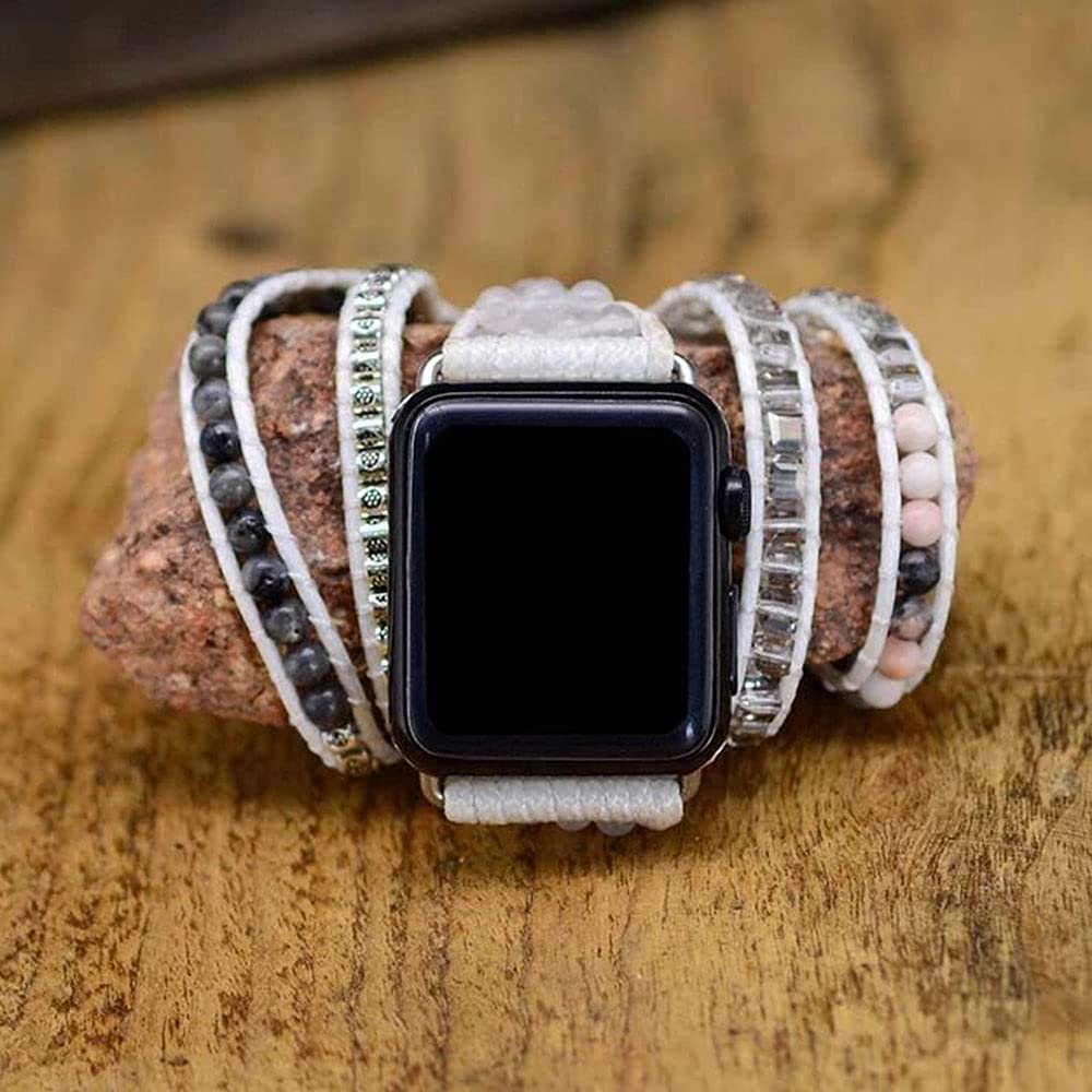 14 White&Rose gold Pearl 41/40/38/42mm(Series 10) M (6.3''-7.2'') Best apple watch bands in use, Apple watch band , Applewatchbands.us