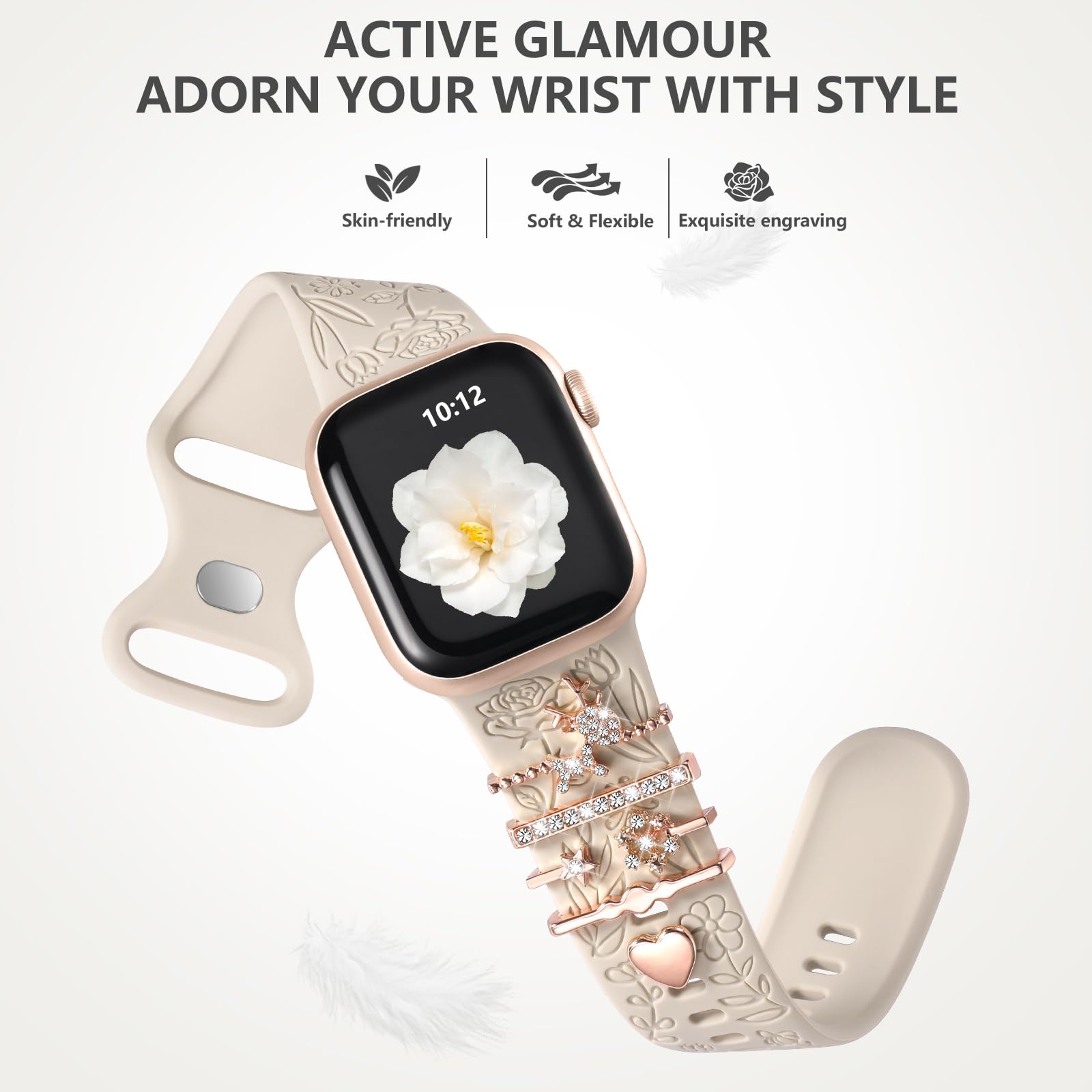 White Band/RoseGold Cat 38mm/40mm/41mm/42mm(Series 10 ) Best apple watch bands in use, Apple watch band , Applewatchbands.us