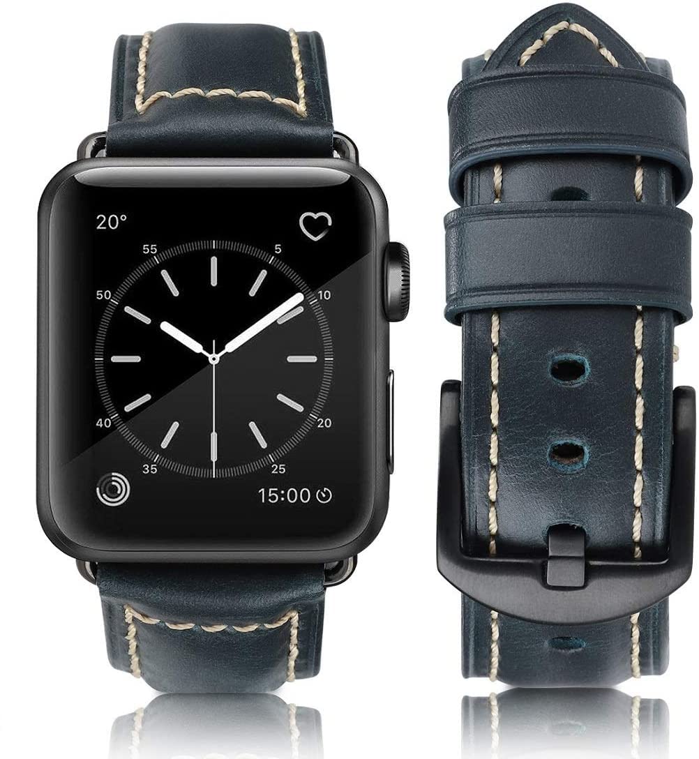 Retro Black Silver buckle 49mm 46mm 45mm 44mm 42mm（Series 3/2/1） Best apple watch bands in use, Apple watch band , Applewatchbands.us