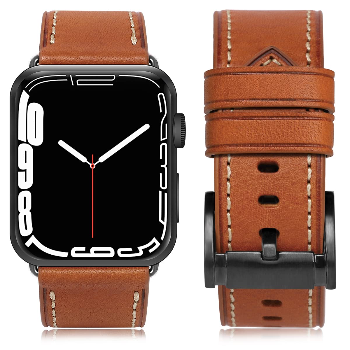 Vegetable Tanned Leather Brown Black Buckle 38mm 40mm41mm 42mm(Series 10) Best apple watch bands in use, Apple watch band , Applewatchbands.us