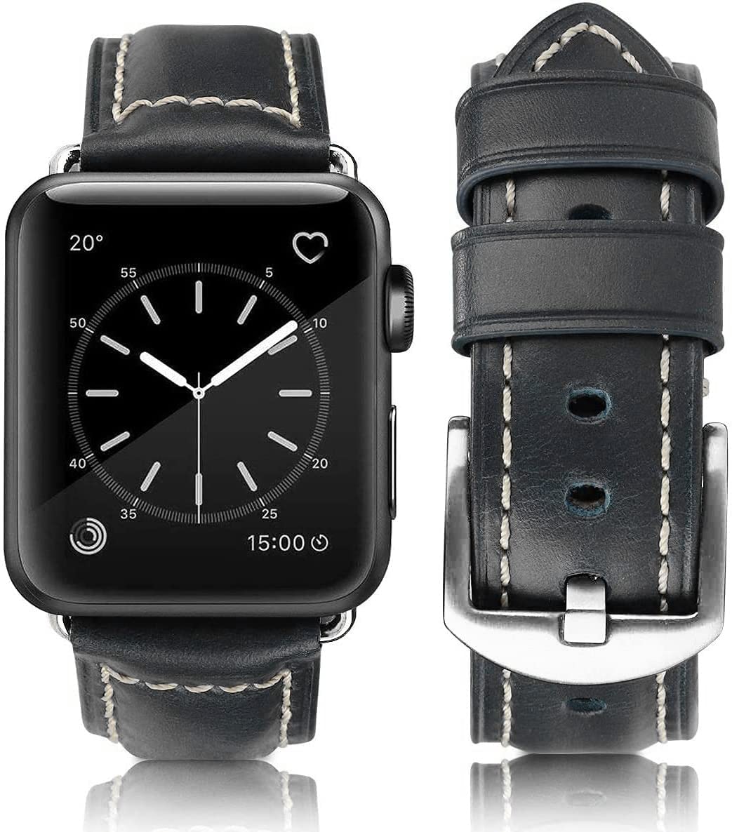 Retro deep blue silver buckle 49mm 46mm 45mm 44mm 42mm（Series 3/2/1） Best apple watch bands in use, Apple watch band , Applewatchbands.us