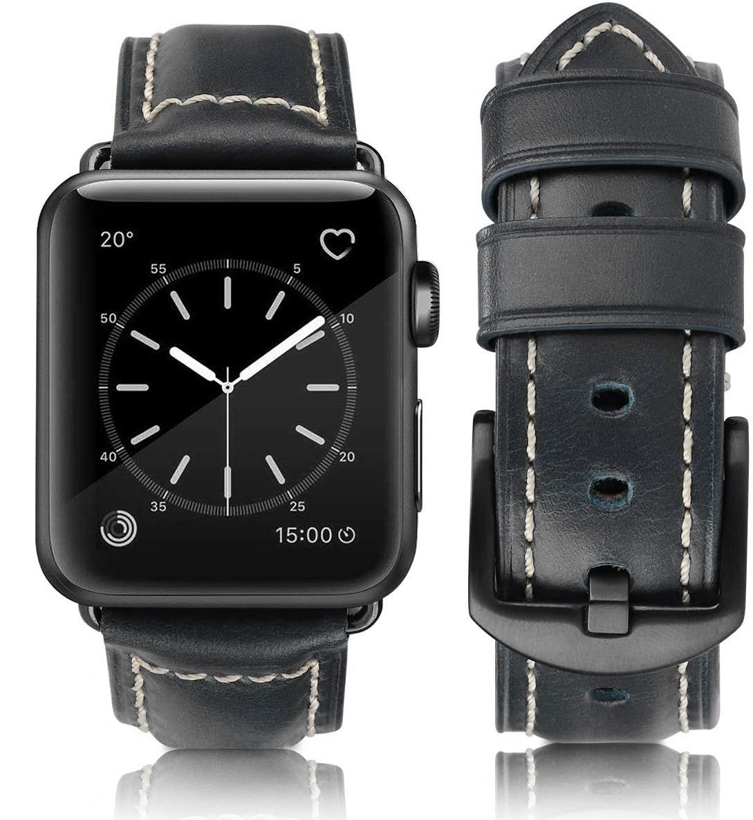 Retro deep blue Black Buckle 49mm 46mm 45mm 44mm 42mm（Series 3/2/1） Best apple watch bands in use, Apple watch band , Applewatchbands.us