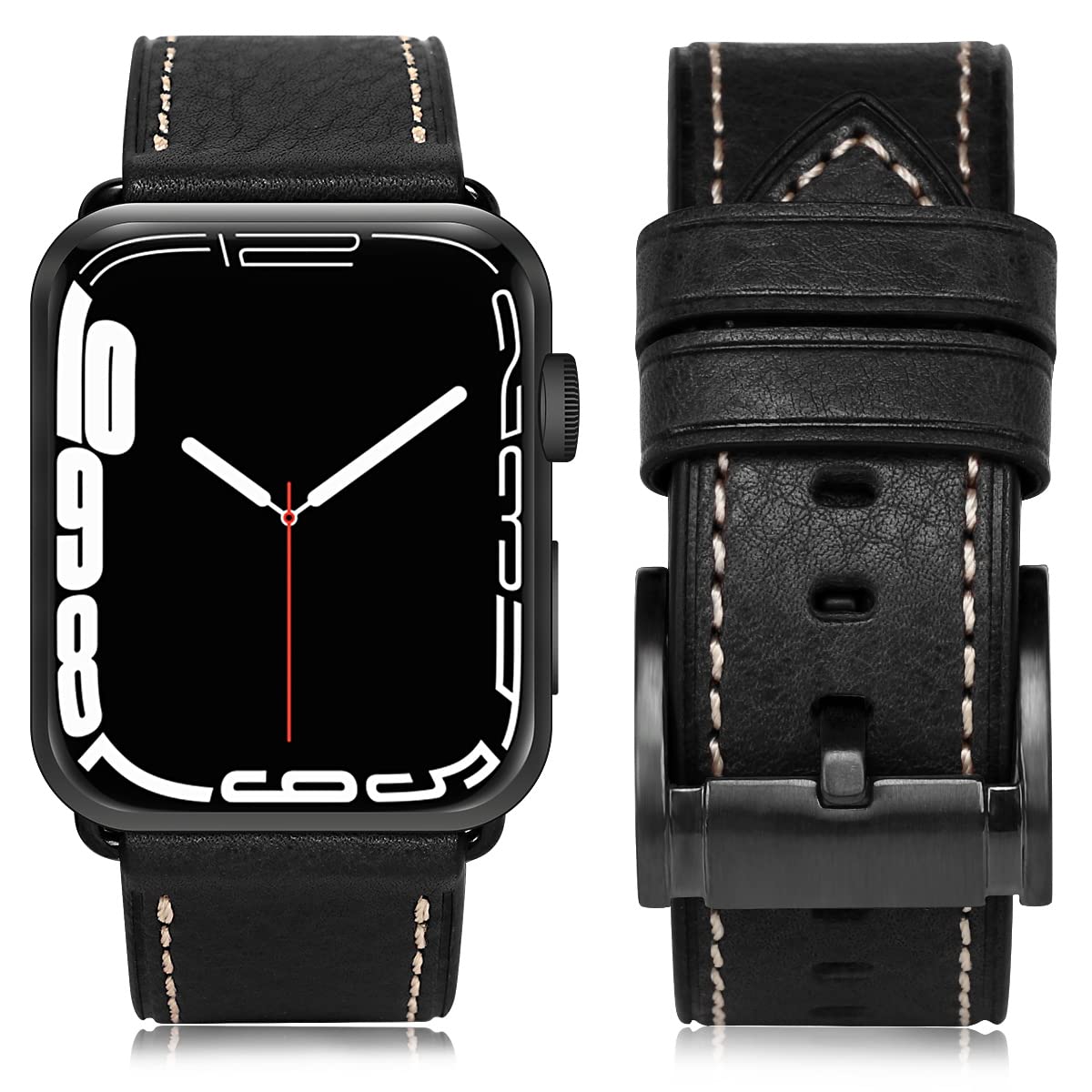 Vegetable Tanned Leather Black Black Buckle 38mm 40mm41mm 42mm(Series 10) Best apple watch bands in use, Apple watch band , Applewatchbands.us