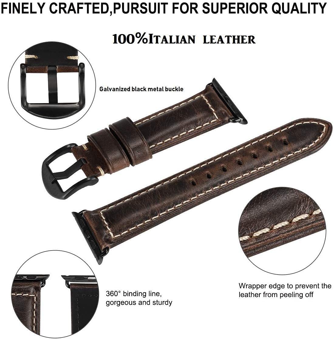 Retro brown Black buckle 38mm40mm41mm42mm（Series10） Best apple watch bands in use, Apple watch band , Applewatchbands.us