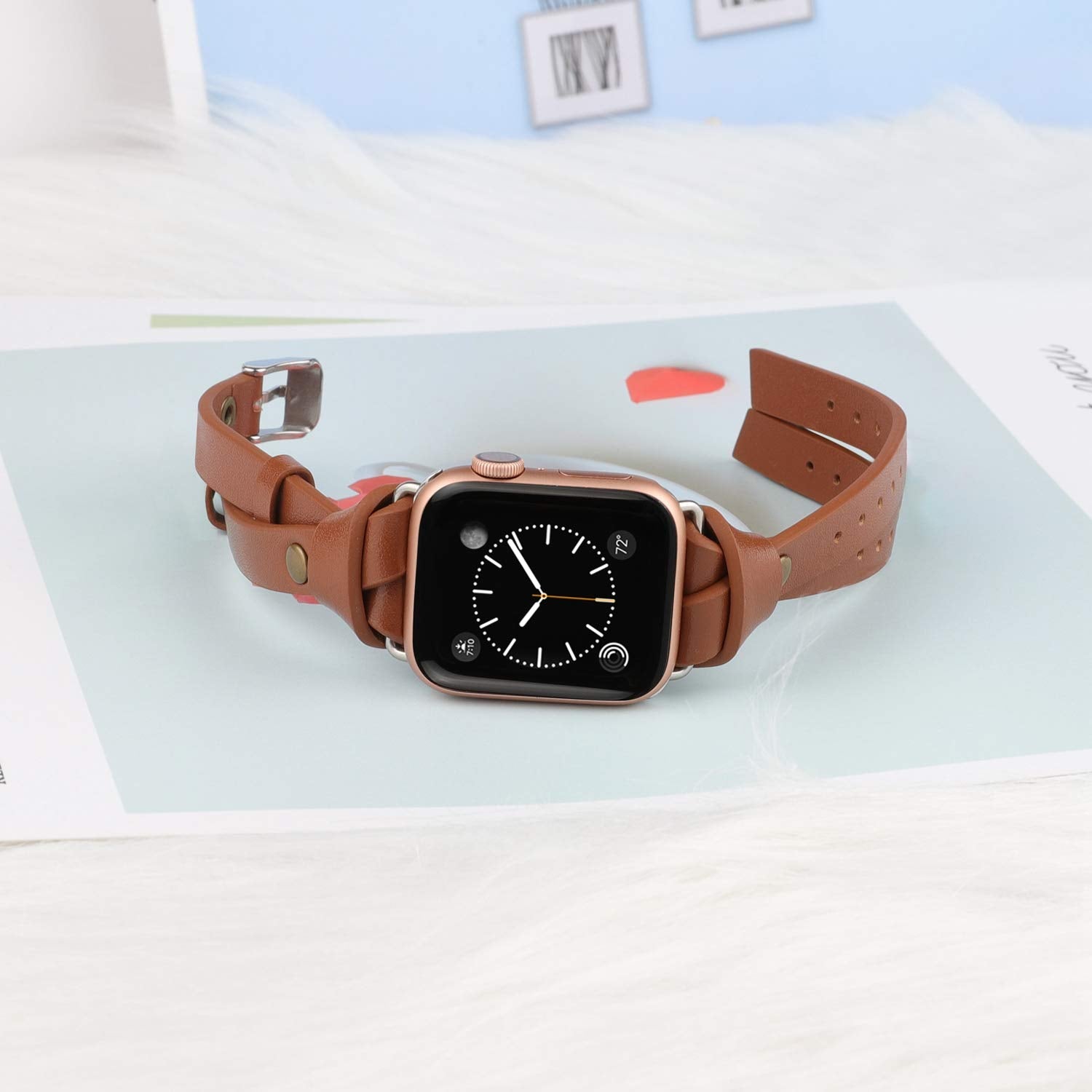 Lambskin Apricot with Rose Gold 38/40/41/42mm(Series 10) Best apple watch bands in use, Apple watch band , Applewatchbands.us