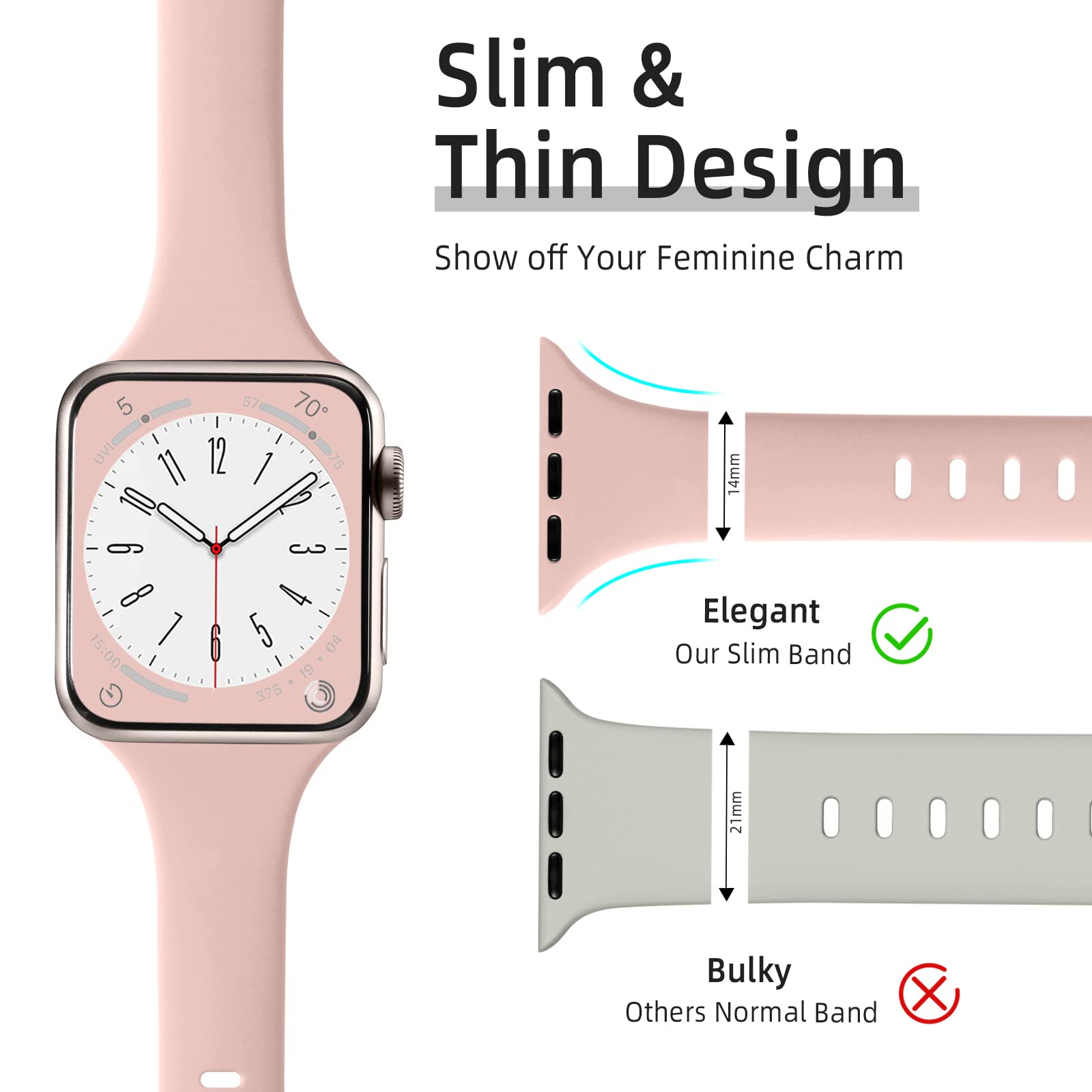 Black/ Sand Pink/ Pine Green/ Smoke Violet/ Milk Tea/ Starlight 38mm/40mm/41mm/(42mm-Series 10) Best apple watch bands in use, Apple watch band , Applewatchbands.us