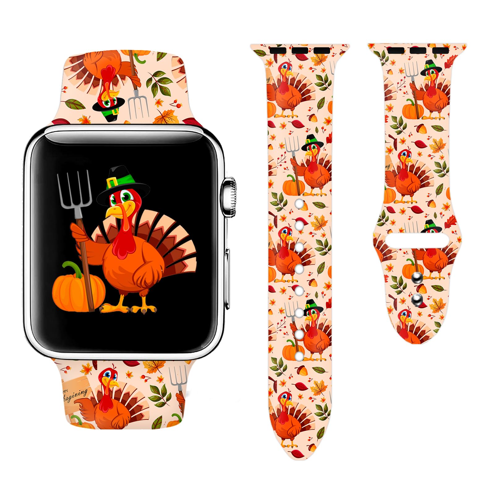 Cute Fall Thanksgiving Turkey Pumpkins 0 38mm/40mm/41mm (M/L) Best apple watch bands in use, Apple watch band , Applewatchbands.us