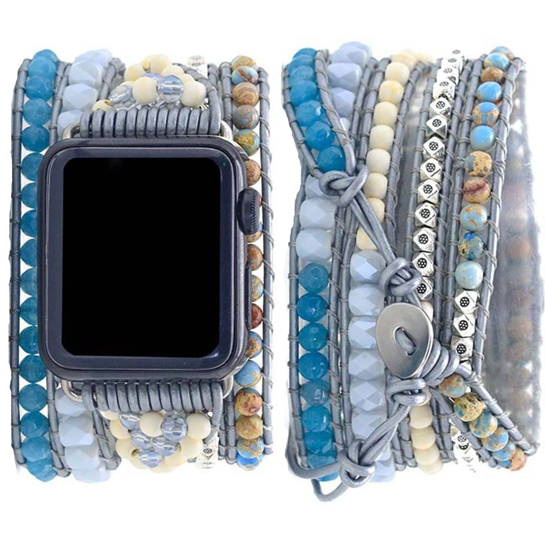 3 White&Black beaded 49/46/45/42mm(Series 3/2/1) S(5.5''-6.3'') Best apple watch bands in use, Apple watch band , Applewatchbands.us