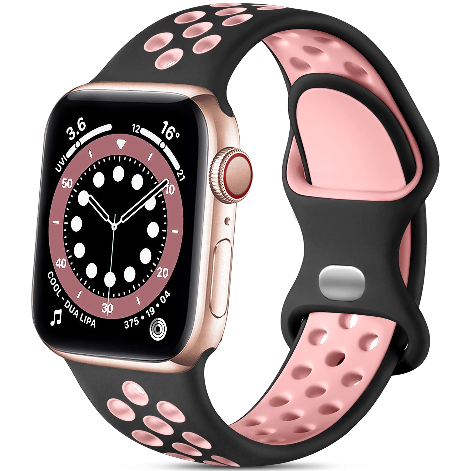 Black/Pink 44mm/45mm/46mm/49mm/(42mm-Series 3 ) S/M Best apple watch bands in use, Apple watch band , Applewatchbands.us