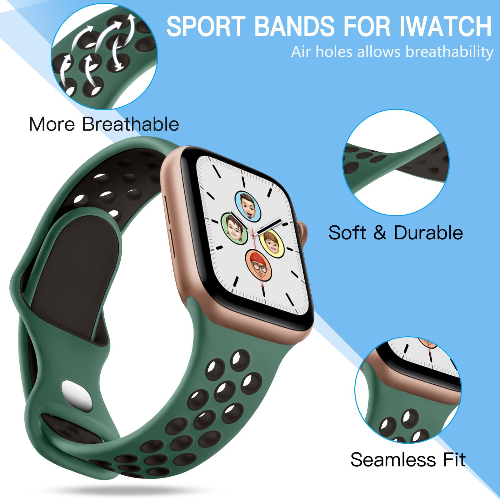 WhiteBlack/ArmyGreenBlack/BlackOrange/AnthraciteBlack 38mm/40mm/41mm/42mm(Series 10) M/L Best apple watch bands in use, Apple watch band , Applewatchbands.us