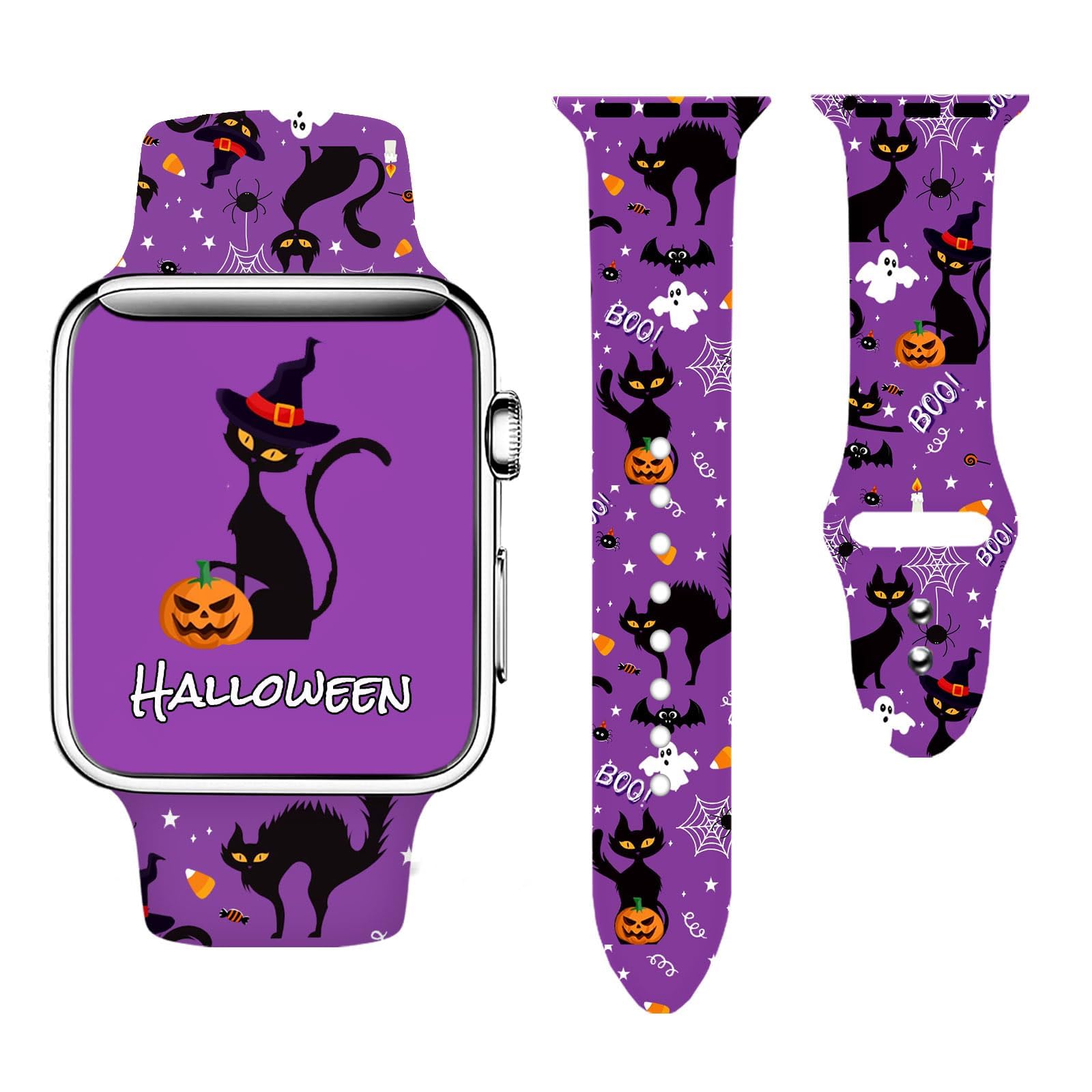 Halloween Scary Pumpkin Cat 0 38mm/40mm/41mm (M/L) Best apple watch bands in use, Apple watch band , Applewatchbands.us