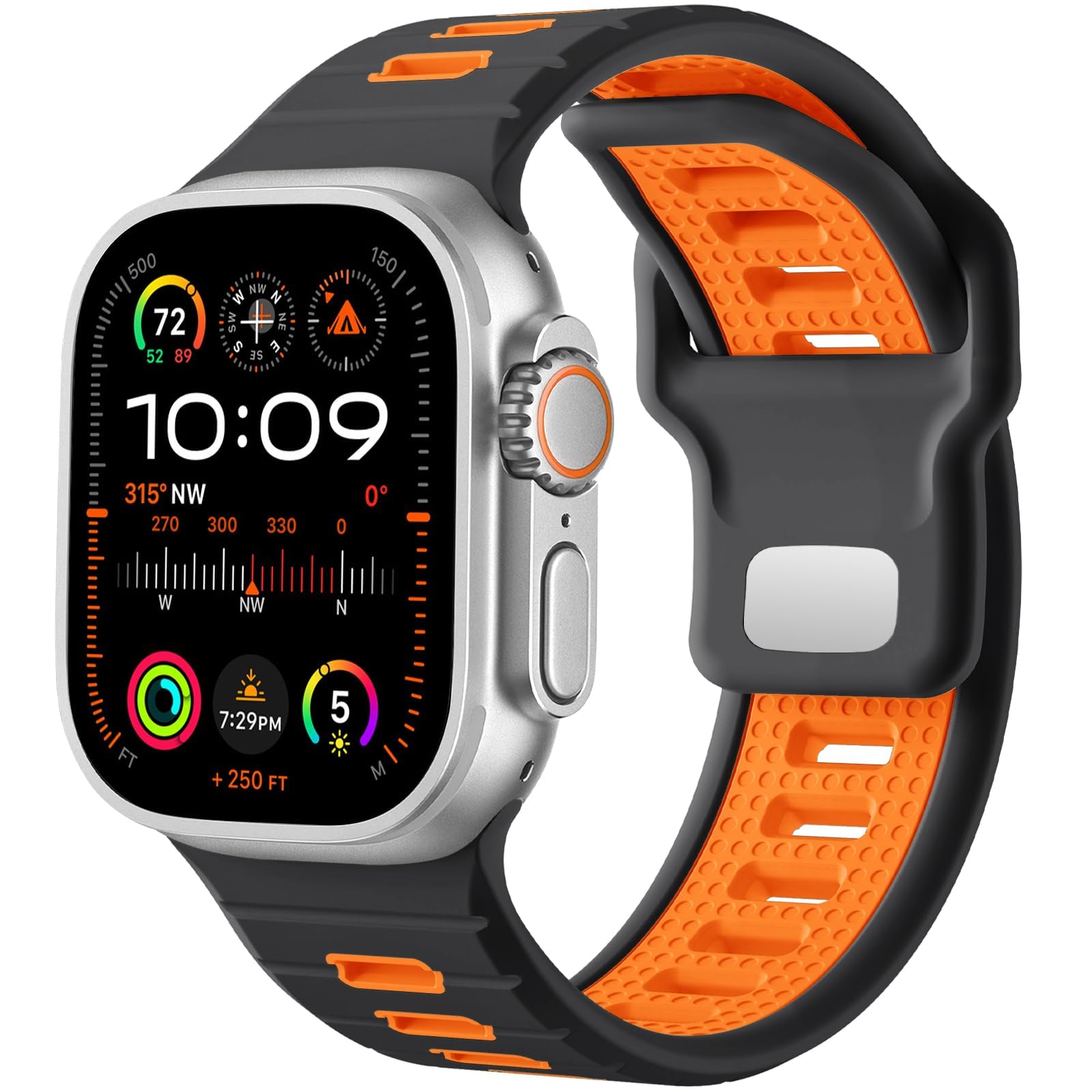 Black/Orange 49mm/46mm/45mm/44mm/(42mm-Series 3 2 1) Best apple watch bands in use, Apple watch band , Applewatchbands.us