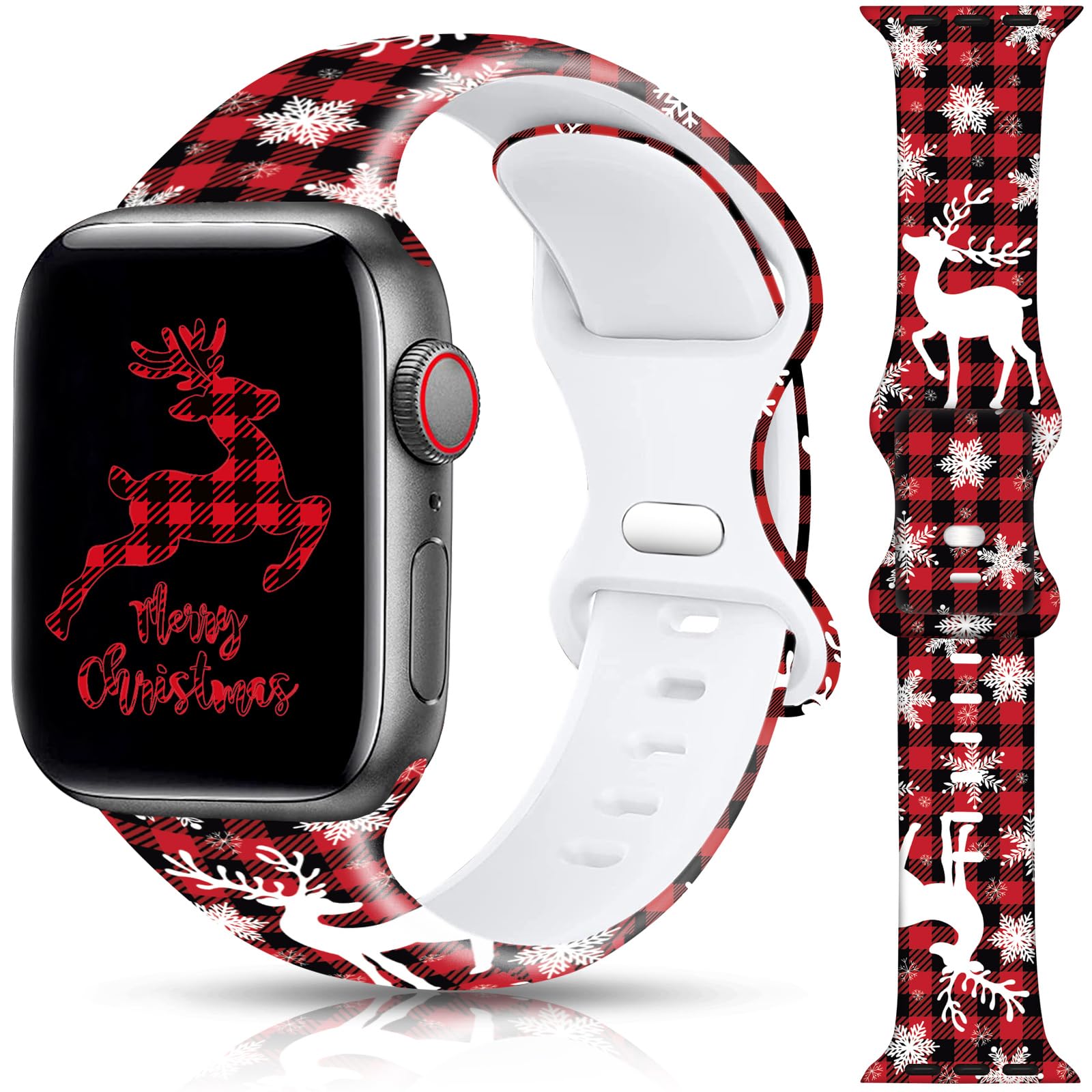 Red Plaid&Elk 38/40/41/42mm(Series 10) Best apple watch bands in use, Apple watch band , Applewatchbands.us