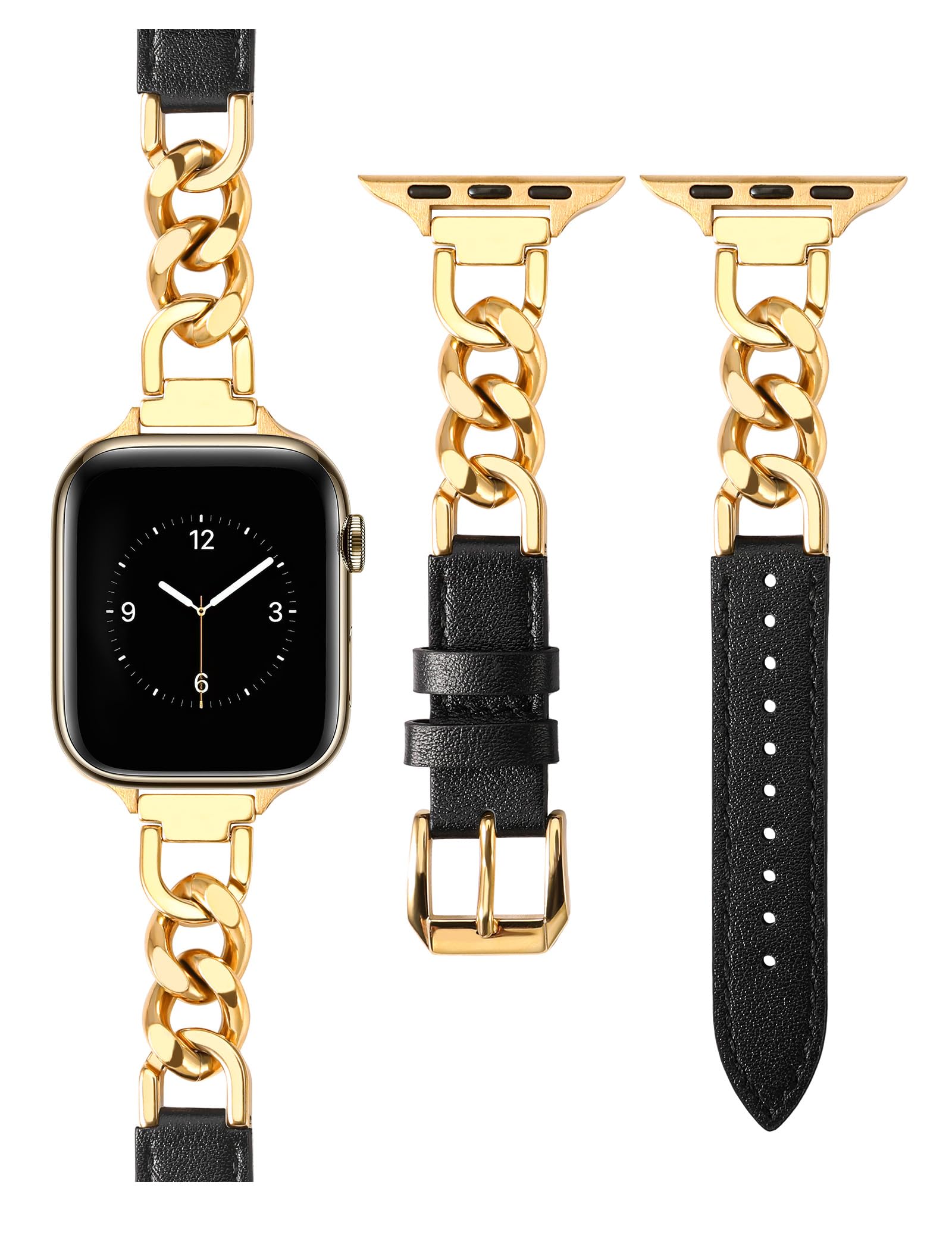 Black/Gold Chain 49/46/45/44/42mm(Series 3) Best apple watch bands in use, Apple watch band , Applewatchbands.us