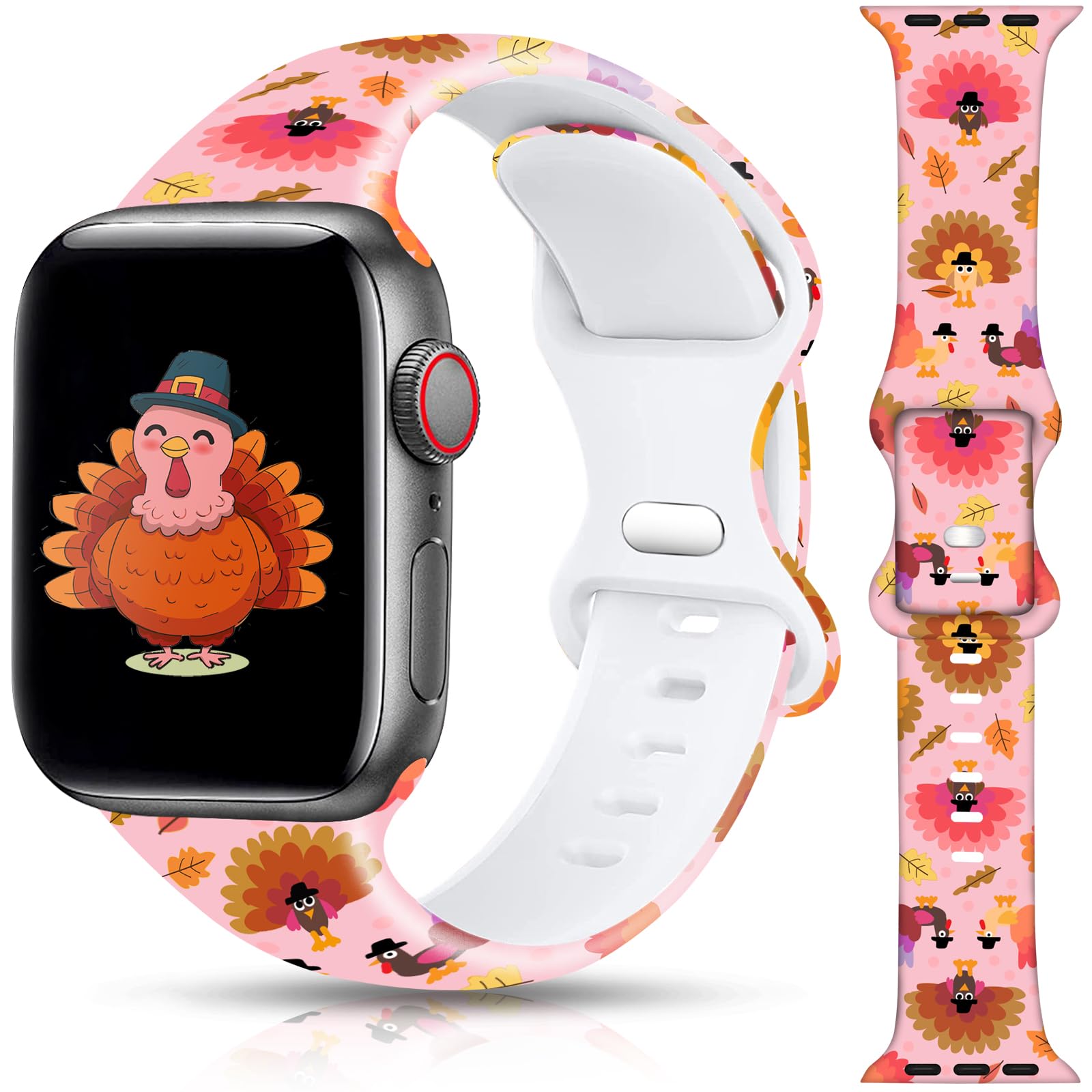 Pink Thanksgiving 44/45/46/49/42mm(Series 3) Best apple watch bands in use, Apple watch band , Applewatchbands.us