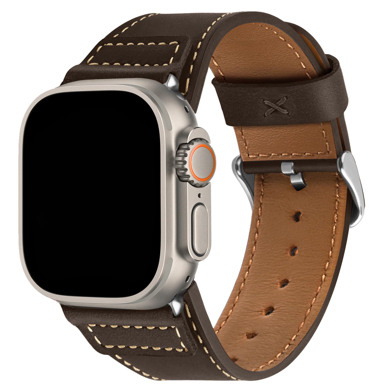 Dark Coffee/Silver Buckle 49/46/45/44/42mm(Series 3) Best apple watch bands in use, Apple watch band , Applewatchbands.us