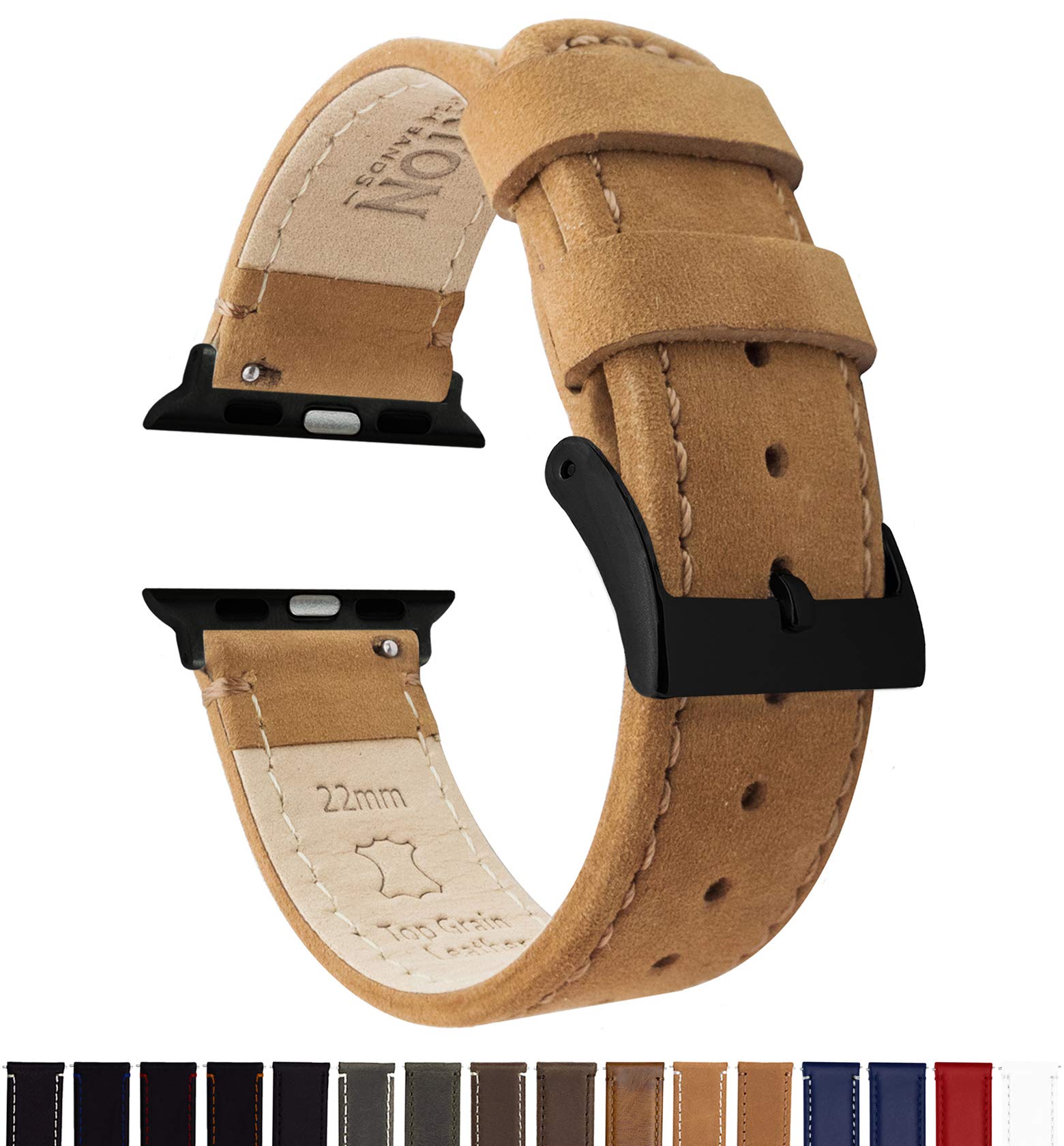 Saddle Brown Leather / White Stitching (Black Hardware) Large Apple Watch (42mm/44mm/45mm/49mm) Best apple watch bands in use, Apple watch band , Applewatchbands.us