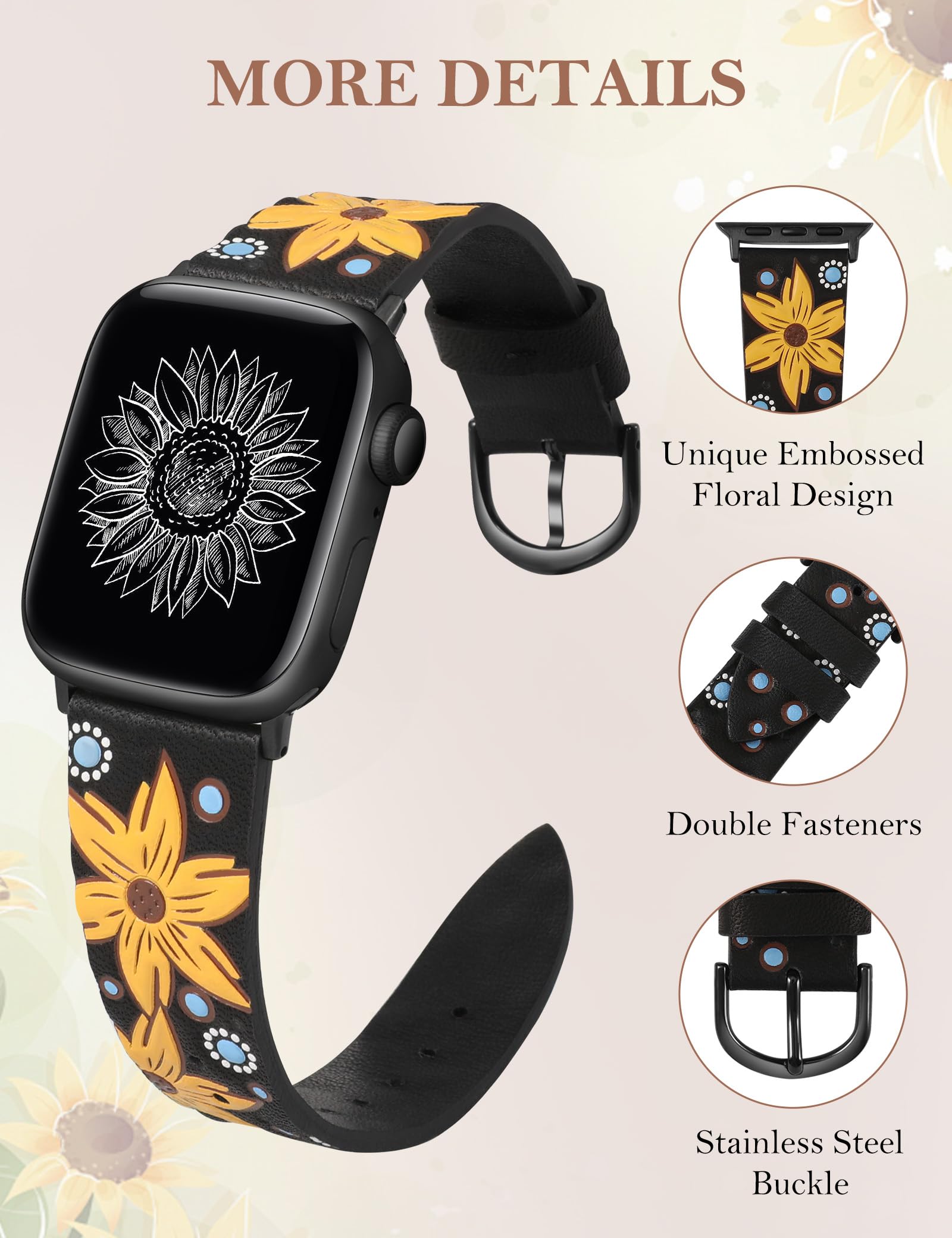 Starlight Band / Brown Floral 42mm(Series 3)/44/45/49/46mm(Series 10) Best apple watch bands in use, Apple watch band , Applewatchbands.us