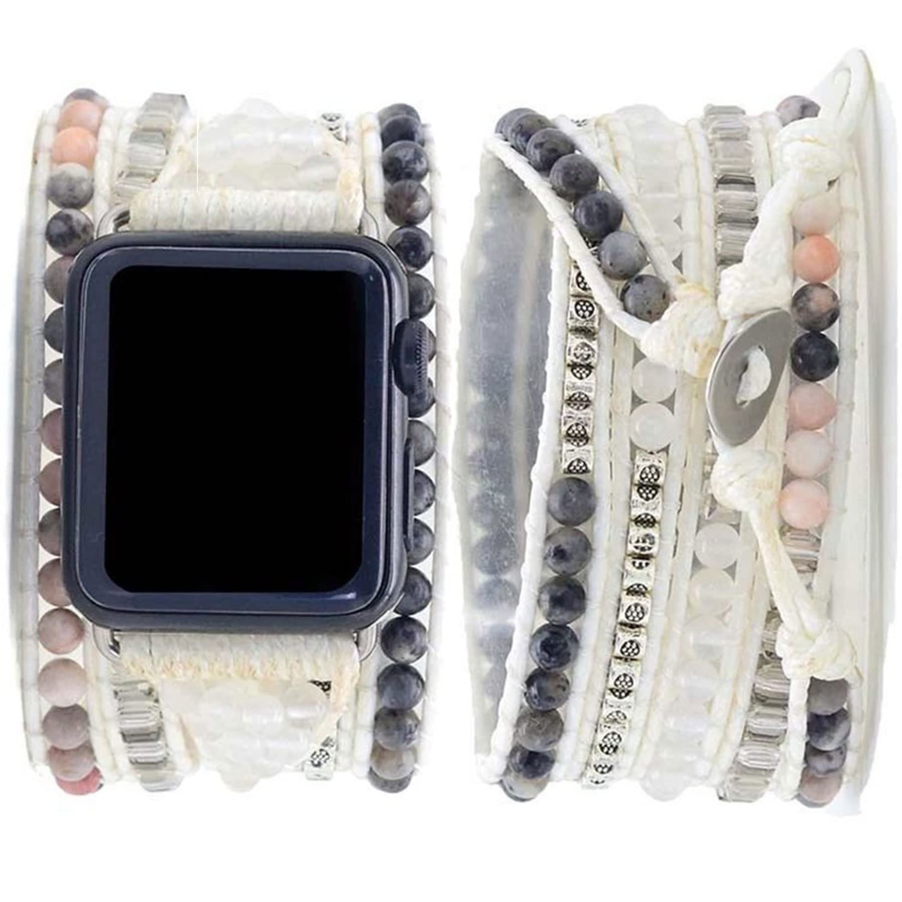 16 Black beaded 49/46/45/42mm(Series 3/2/1) S(5.5''-6.3'') Best apple watch bands in use, Apple watch band , Applewatchbands.us