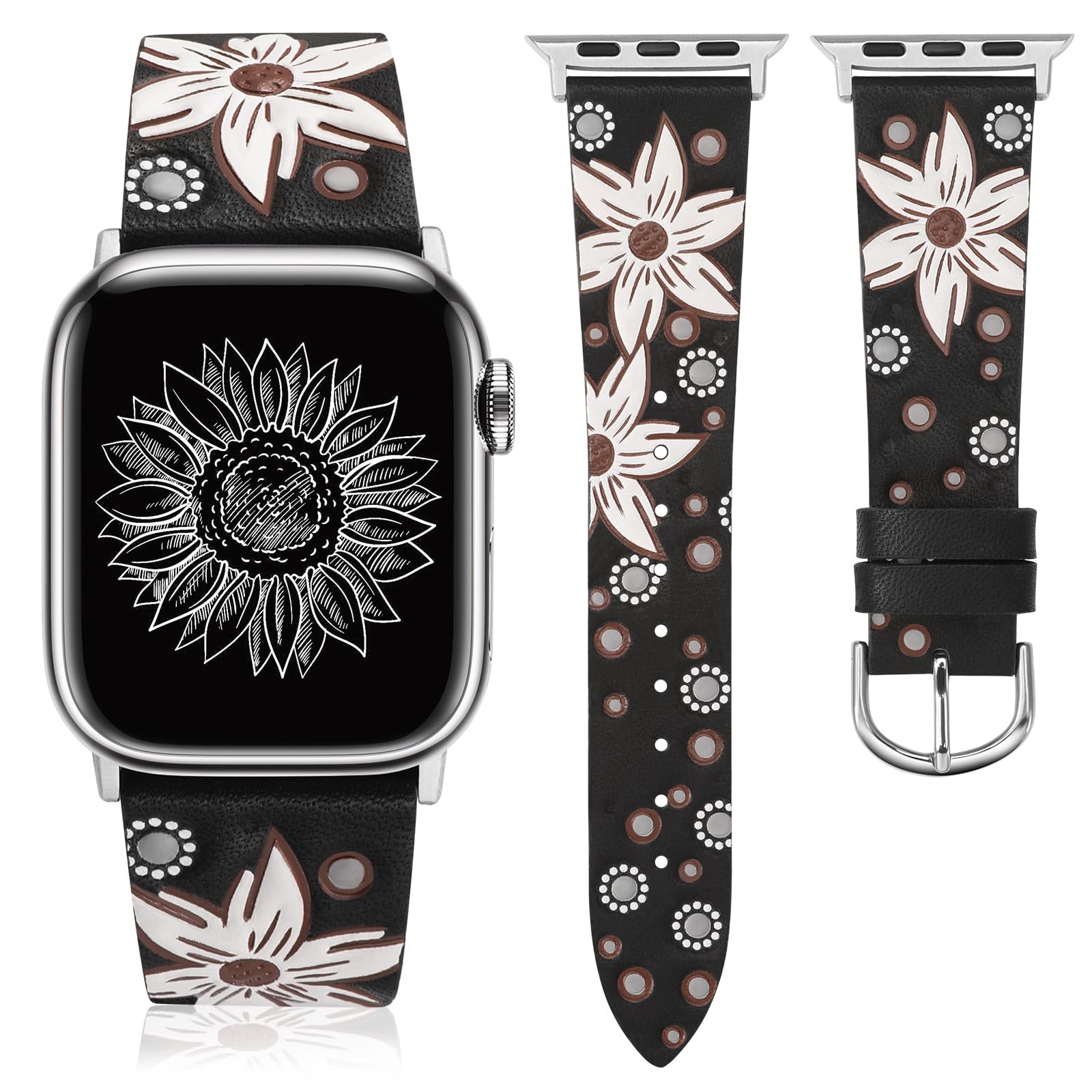 Brown Band / Yellow Floral 38/40/41/42mm(Series 10) Best apple watch bands in use, Apple watch band , Applewatchbands.us