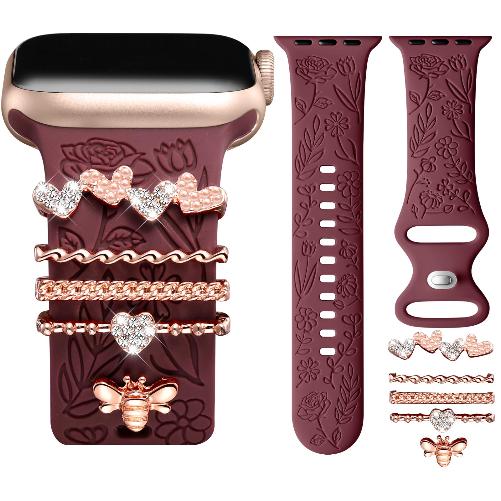 Wine Band/RoseGold Love 44mm/45mm/46mm/49mm/42mm(Series 3) Best apple watch bands in use, Apple watch band , Applewatchbands.us