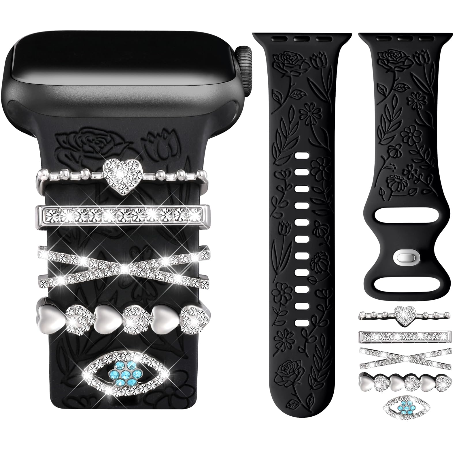 Black Band/Silver Love 38mm/40mm/41mm/42mm(Series 10 ) Best apple watch bands in use, Apple watch band , Applewatchbands.us