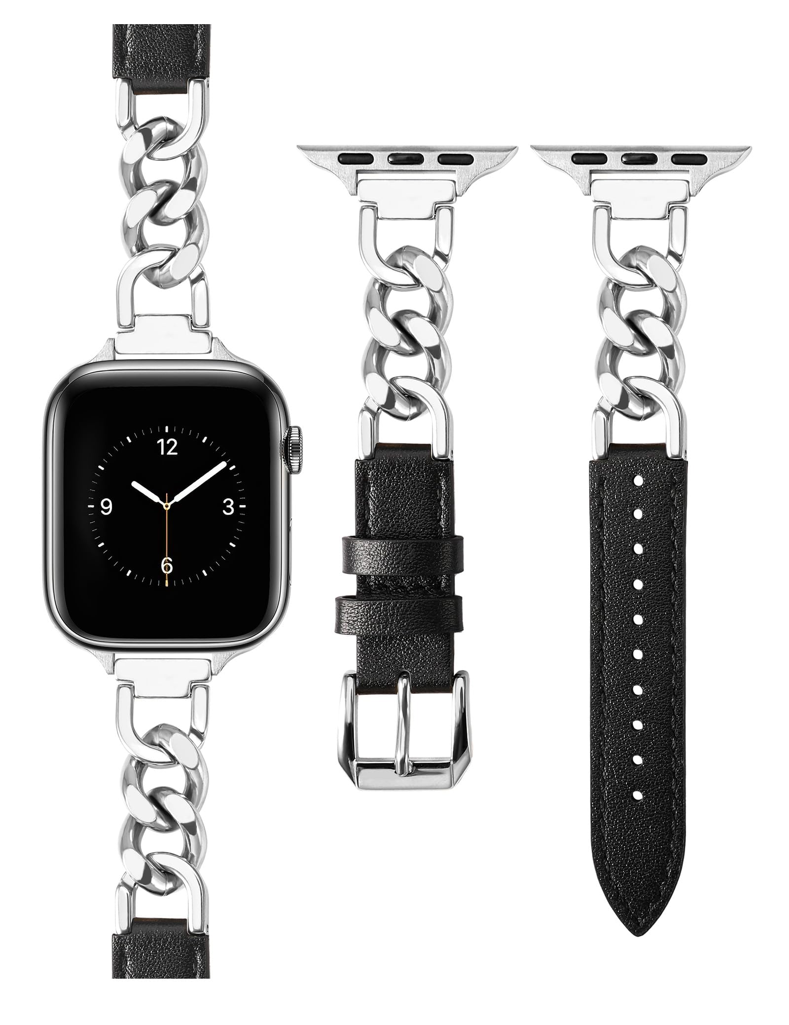 Black/Silver Chain 49/46/45/44/42mm(Series 3) Best apple watch bands in use, Apple watch band , Applewatchbands.us