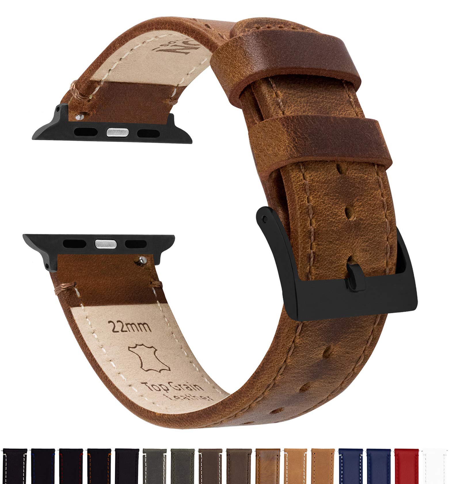 Gingerbread Brown Leather & Stitching Large Apple Watch (42mm/44mm/45mm/49mm) Best apple watch bands in use, Apple watch band , Applewatchbands.us