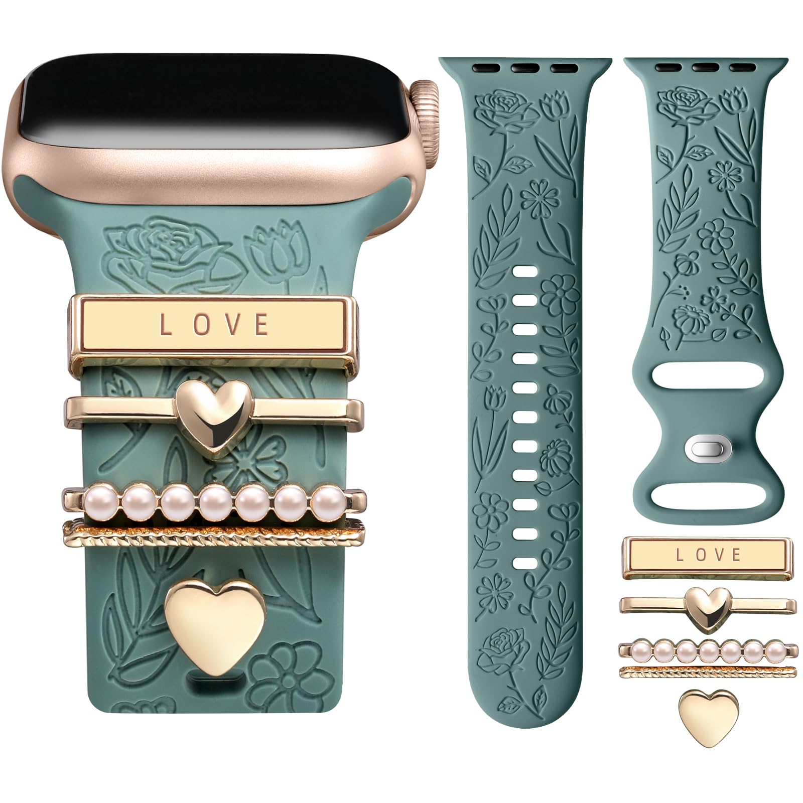 PineGreen Band/RoseGold Love 38mm/40mm/41mm/42mm(Series 10 ) Best apple watch bands in use, Apple watch band , Applewatchbands.us