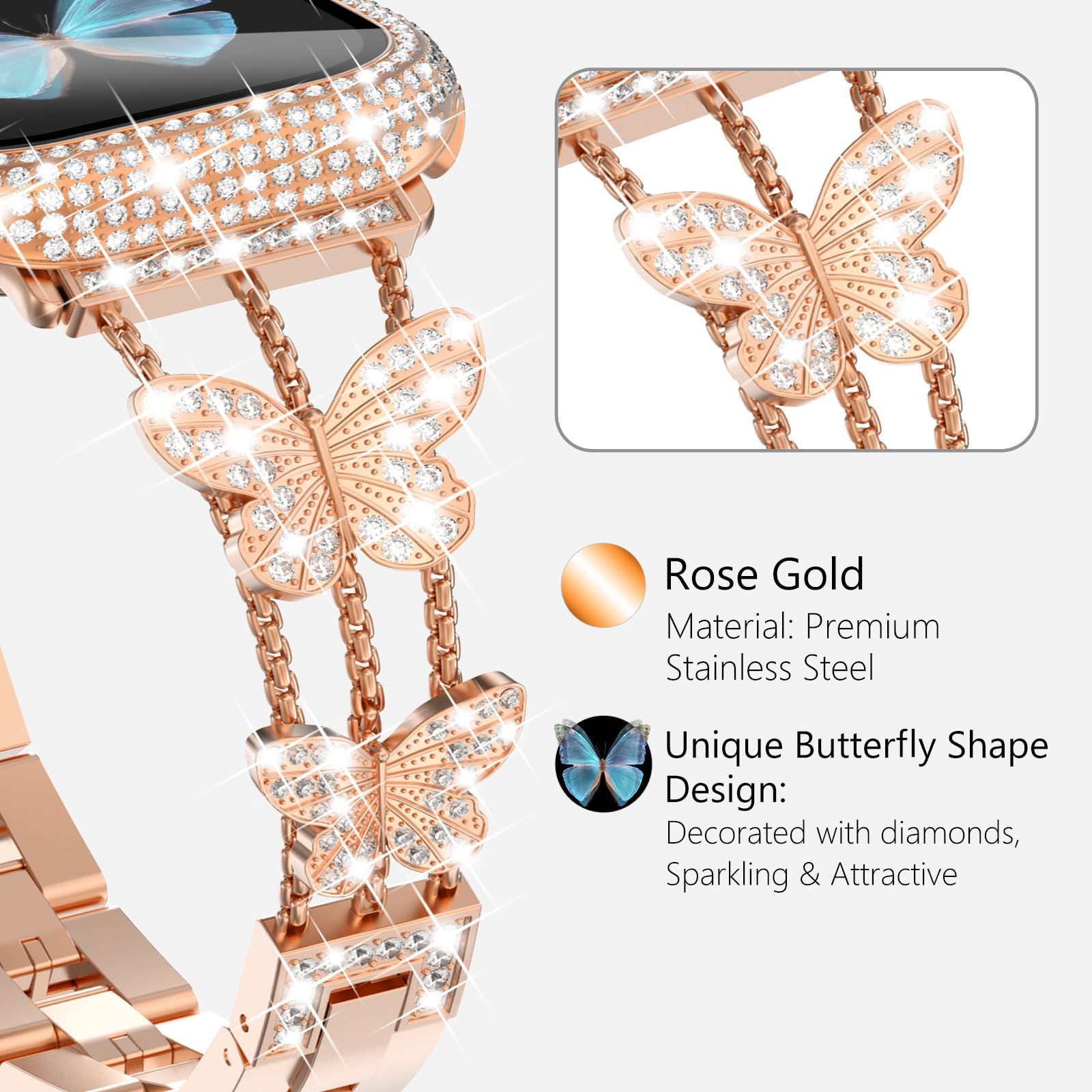 Butterfly-Gold 40mm Best apple watch bands in use, Apple watch band , Applewatchbands.us