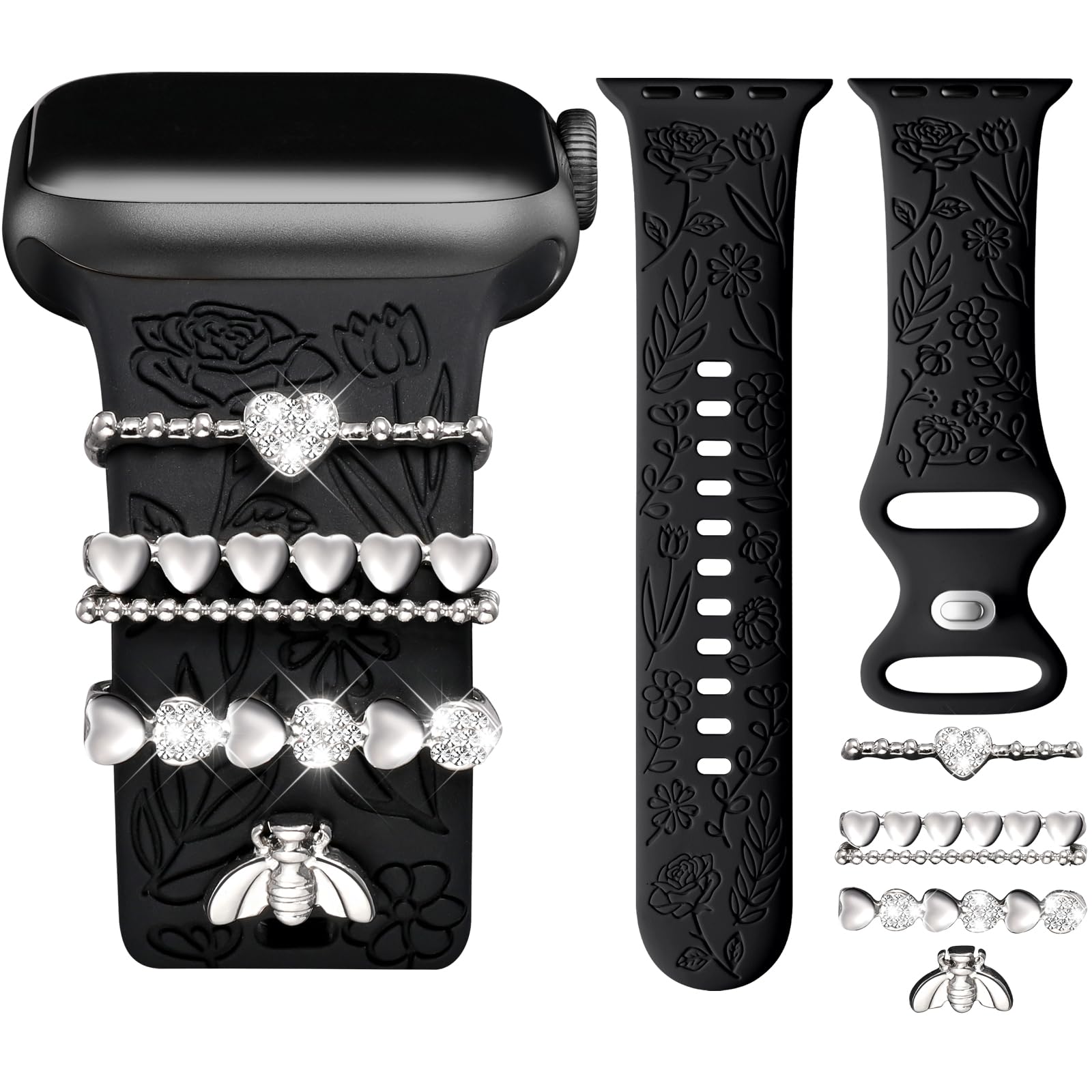 Black Band/Silver Love 44mm/45mm/46mm/49mm/42mm(Series 3) Best apple watch bands in use, Apple watch band , Applewatchbands.us