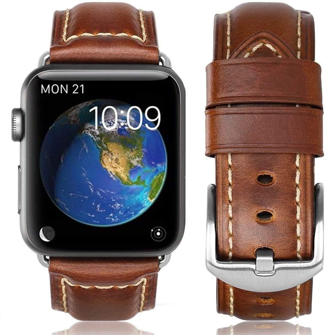 Retro brown Silver buckle 38mm40mm41mm42mm（Series10） Best apple watch bands in use, Apple watch band , Applewatchbands.us