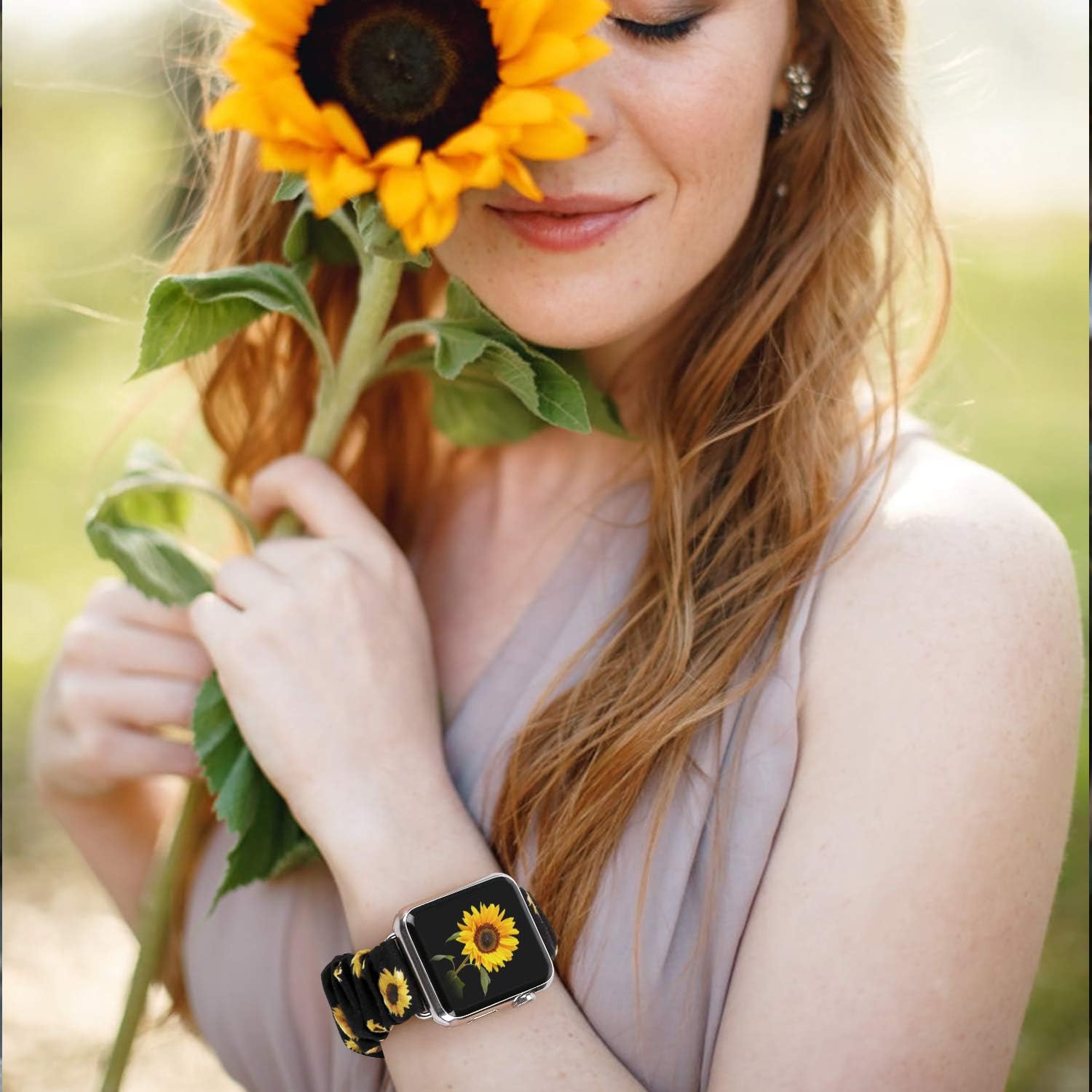 2PC-Sunflower + Purple Floral 42mm/44mm/45mm-S/M Best apple watch bands in use, Apple watch band , Applewatchbands.us