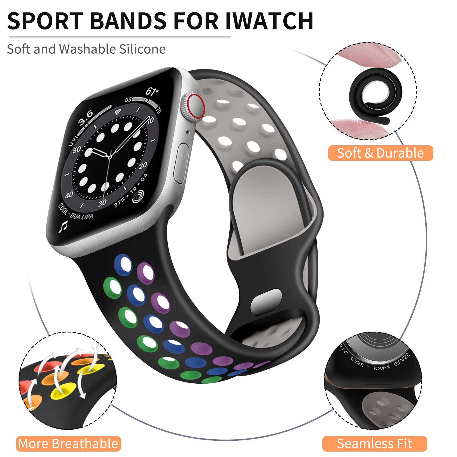 Obsidian/Black 38mm/40mm/41mm/(42mm-Series 10) M/L Best apple watch bands in use, Apple watch band , Applewatchbands.us