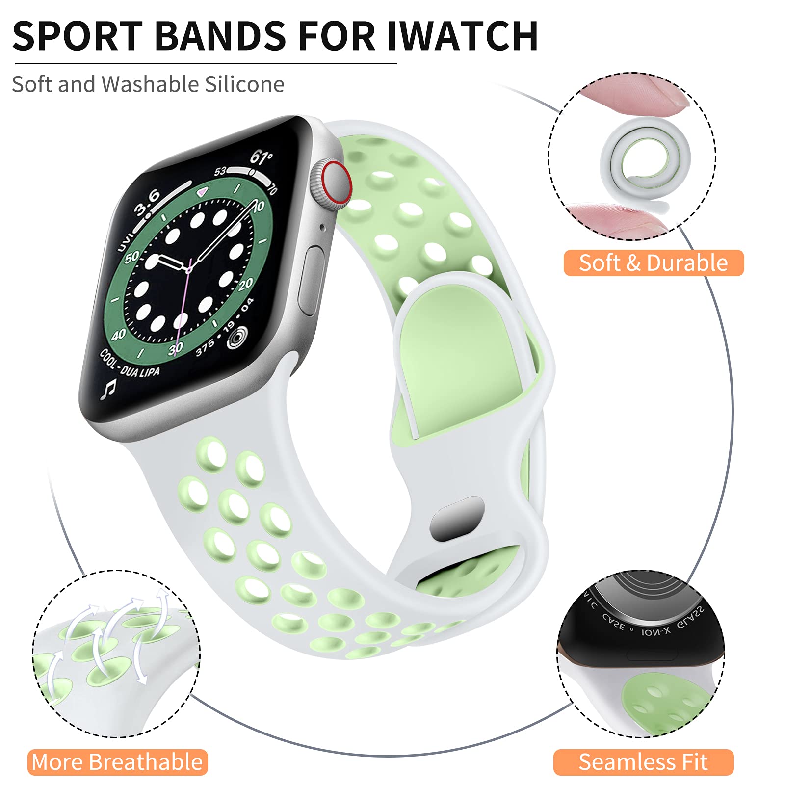 White/Black 38mm/40mm/41mm/(42mm-Series 10) S/M Best apple watch bands in use, Apple watch band , Applewatchbands.us