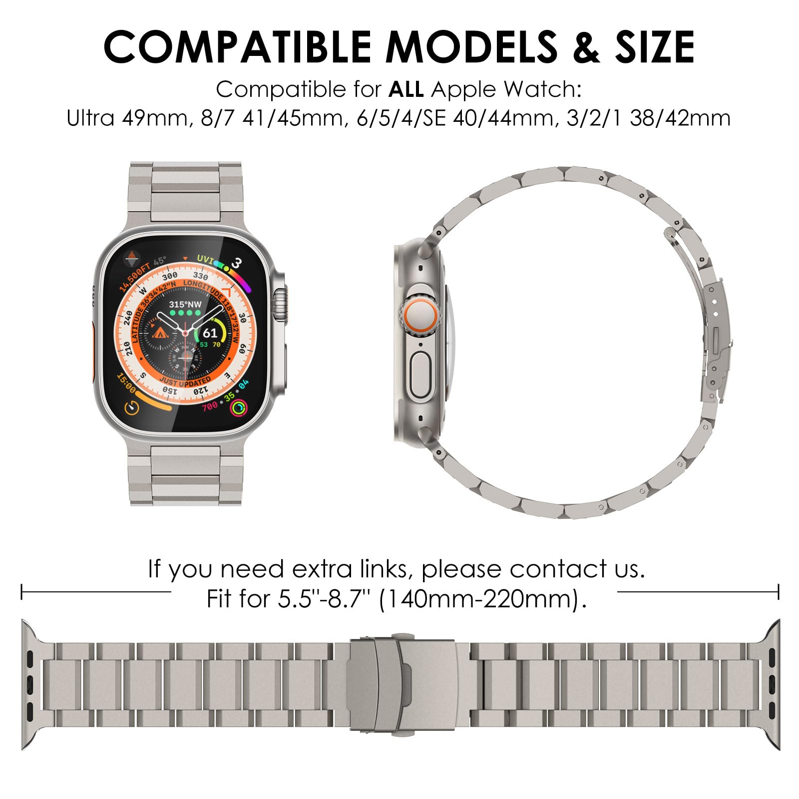 Titanium 38mm/40mm/41mm/42mm(Series10) Best apple watch bands in use, Apple watch band , Applewatchbands.us