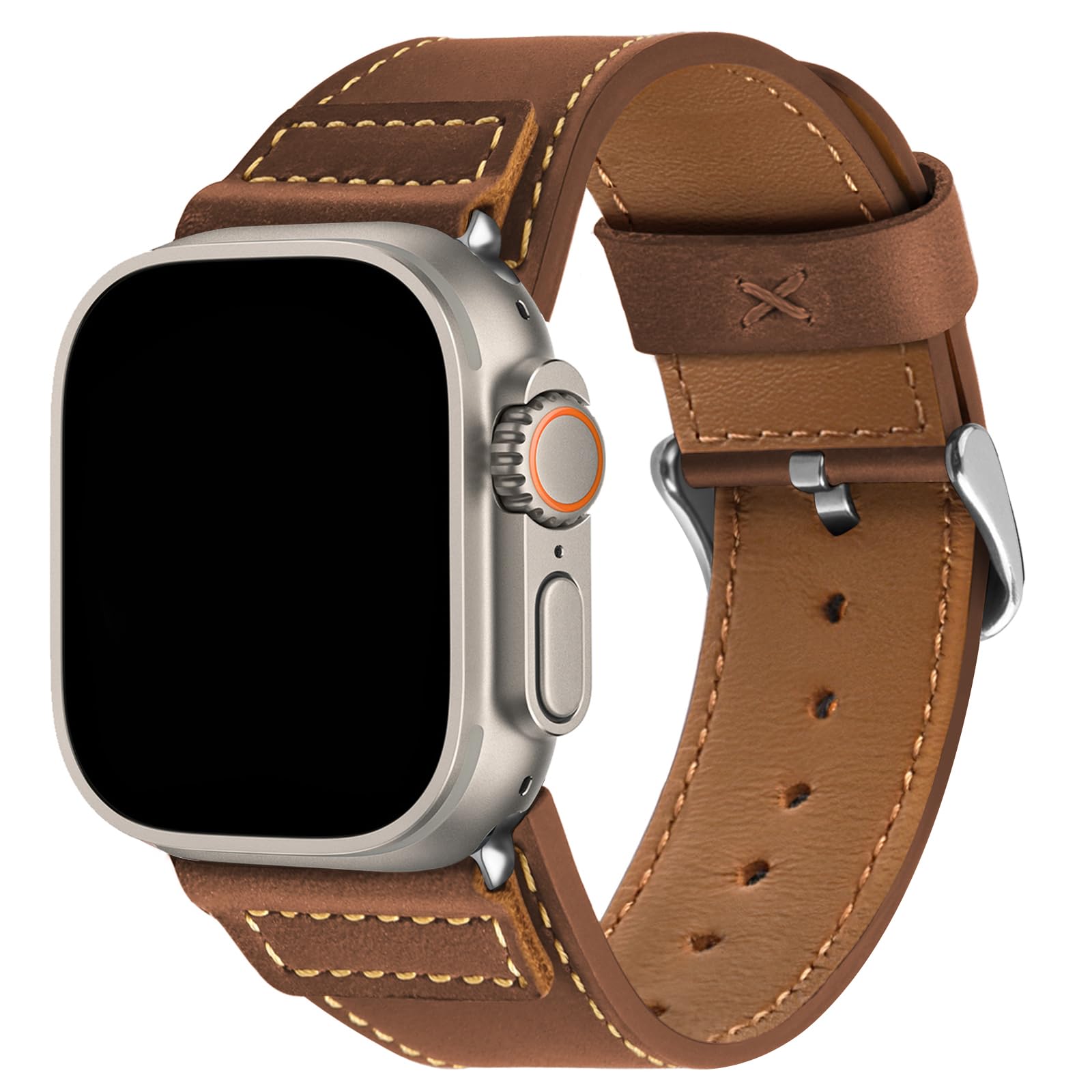 Dark Brown/Silver Buckle 49/46/45/44/42mm(Series 3) Best apple watch bands in use, Apple watch band , Applewatchbands.us