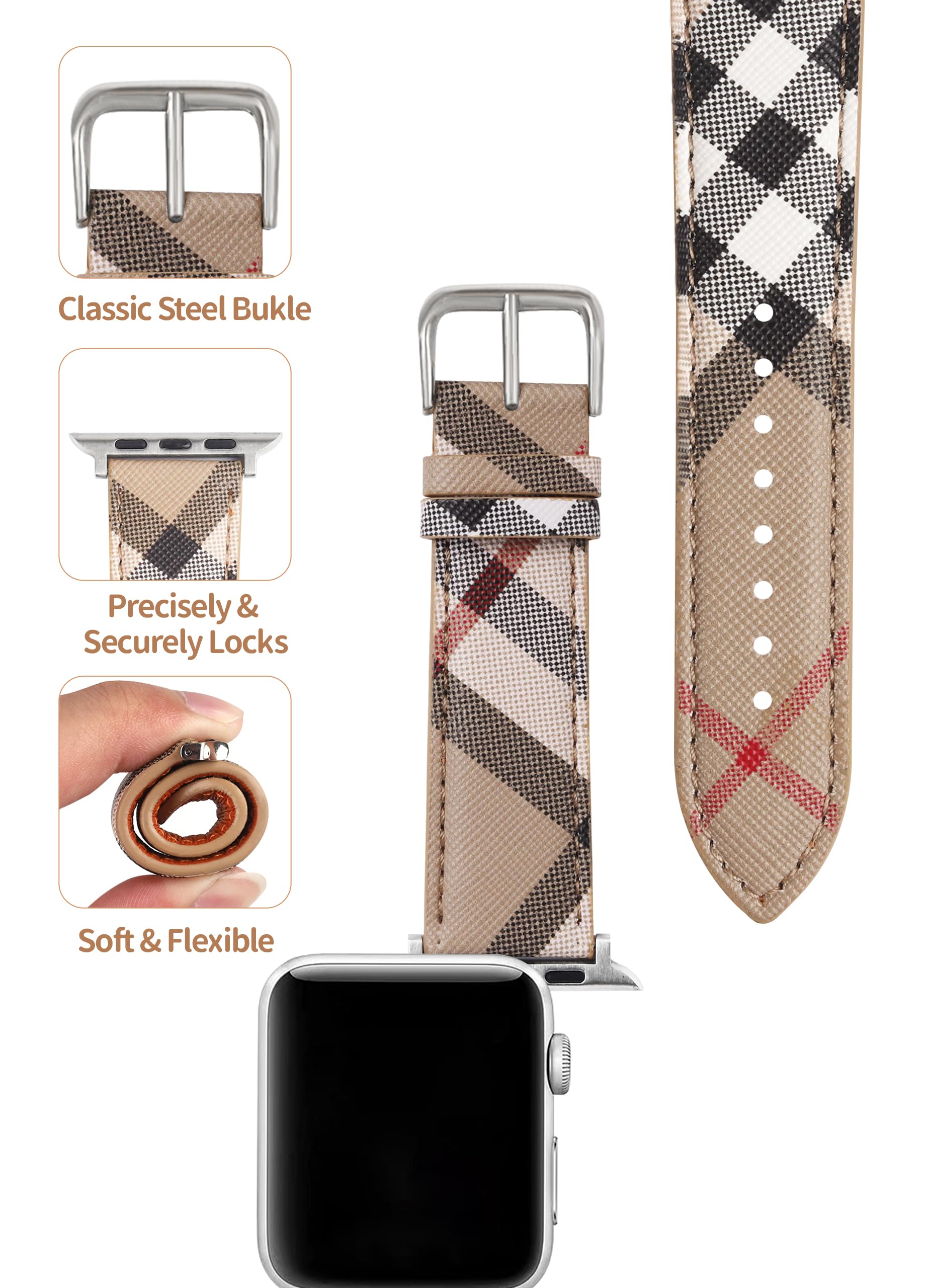 Black White-Plaid 38mm/40mm/41mm Best apple watch bands in use, Apple watch band , Applewatchbands.us