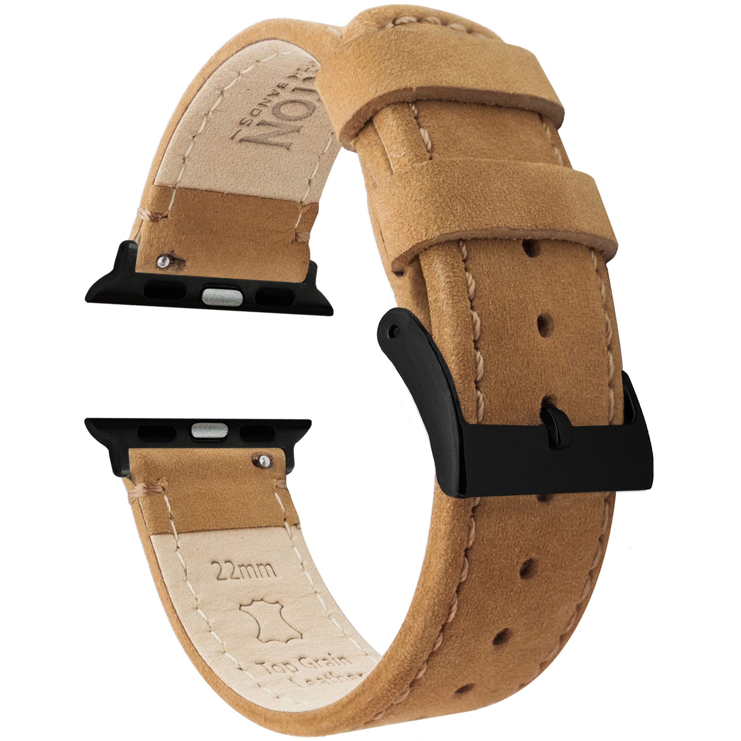 Gingerbread Brown Leather & Stitching (Black Hardware) Small Apple Watch (38mm/40mm/41mm) Best apple watch bands in use, Apple watch band , Applewatchbands.us