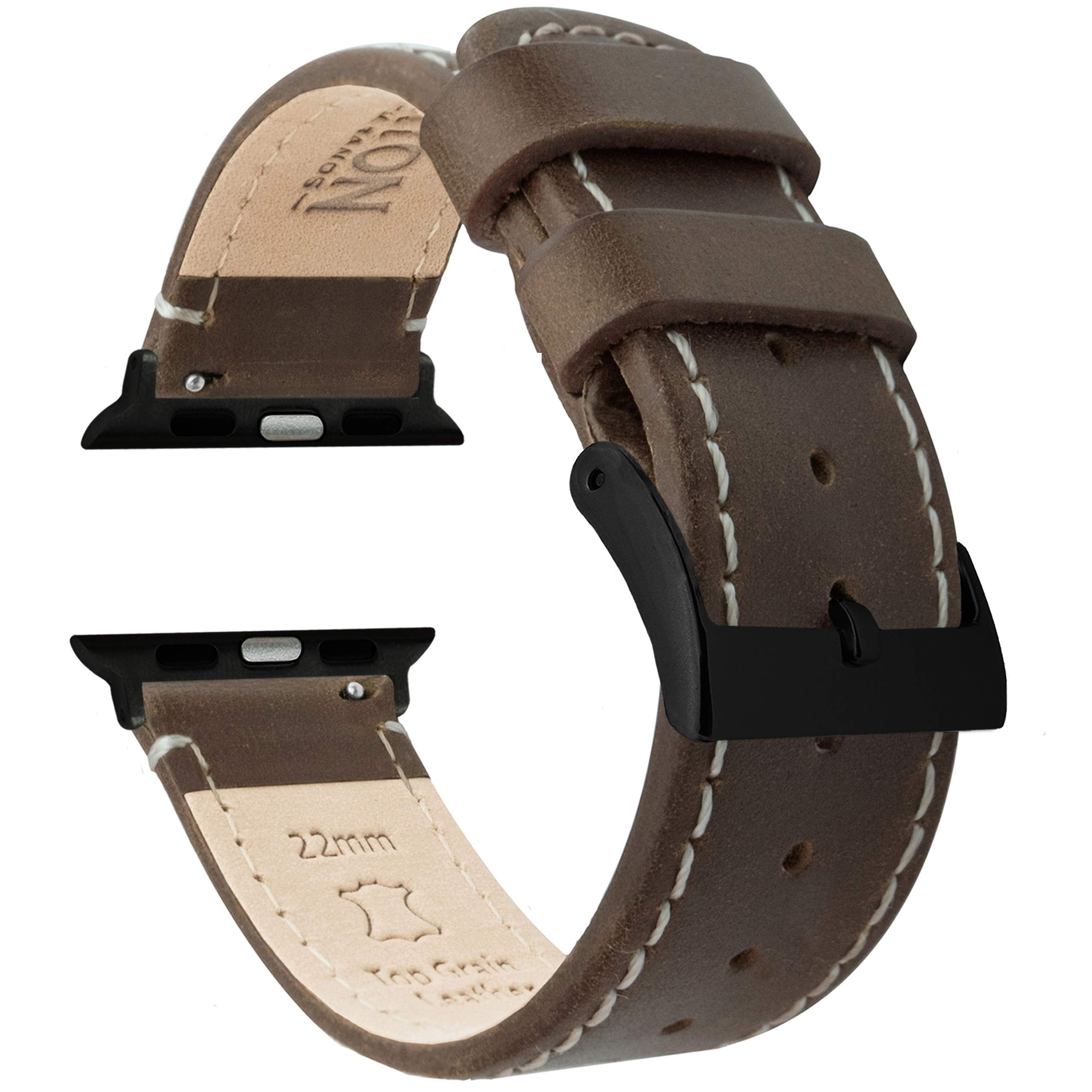 Saddle Brown Leather / White Stitching (Black Hardware) Small Apple Watch (38mm/40mm/41mm) Best apple watch bands in use, Apple watch band , Applewatchbands.us