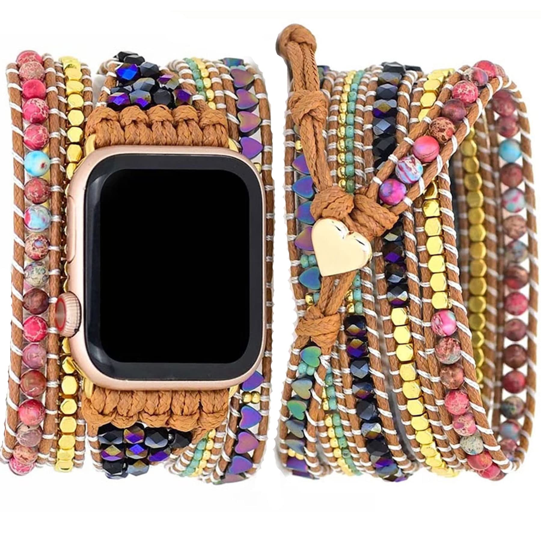 2 love heart&Purple black&Pink 49/46/45/42mm(Series 3/2/1) M(6.3''-7.2'') Best apple watch bands in use, Apple watch band , Applewatchbands.us