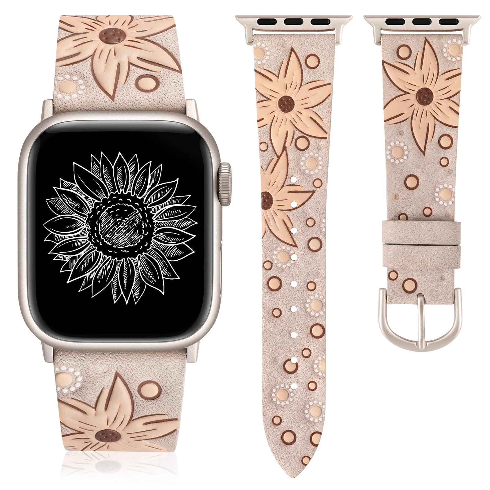 Brown Band / Orange Floral 42mm(Series 3)/44/45/49/46mm(Series 10) Best apple watch bands in use, Apple watch band , Applewatchbands.us