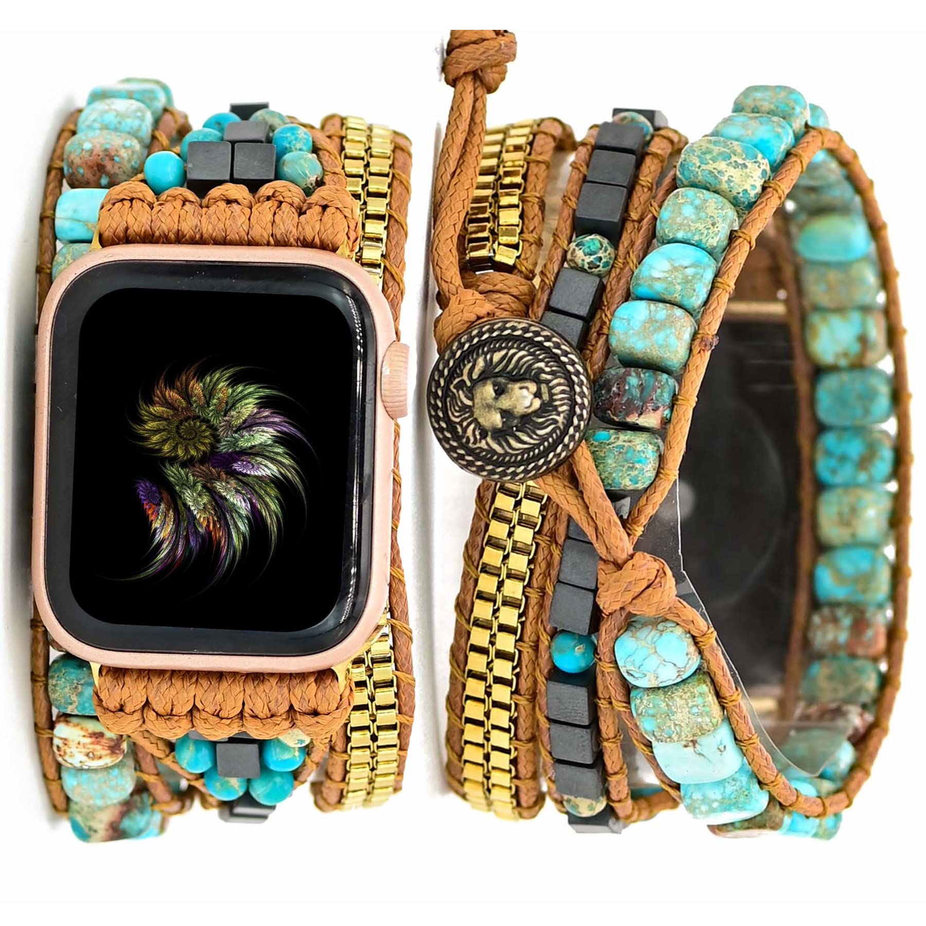 1 Square glazed flower beads 49/46/45/42mm(Series 3/2/1) M(6.3''-7.2'') Best apple watch bands in use, Apple watch band , Applewatchbands.us