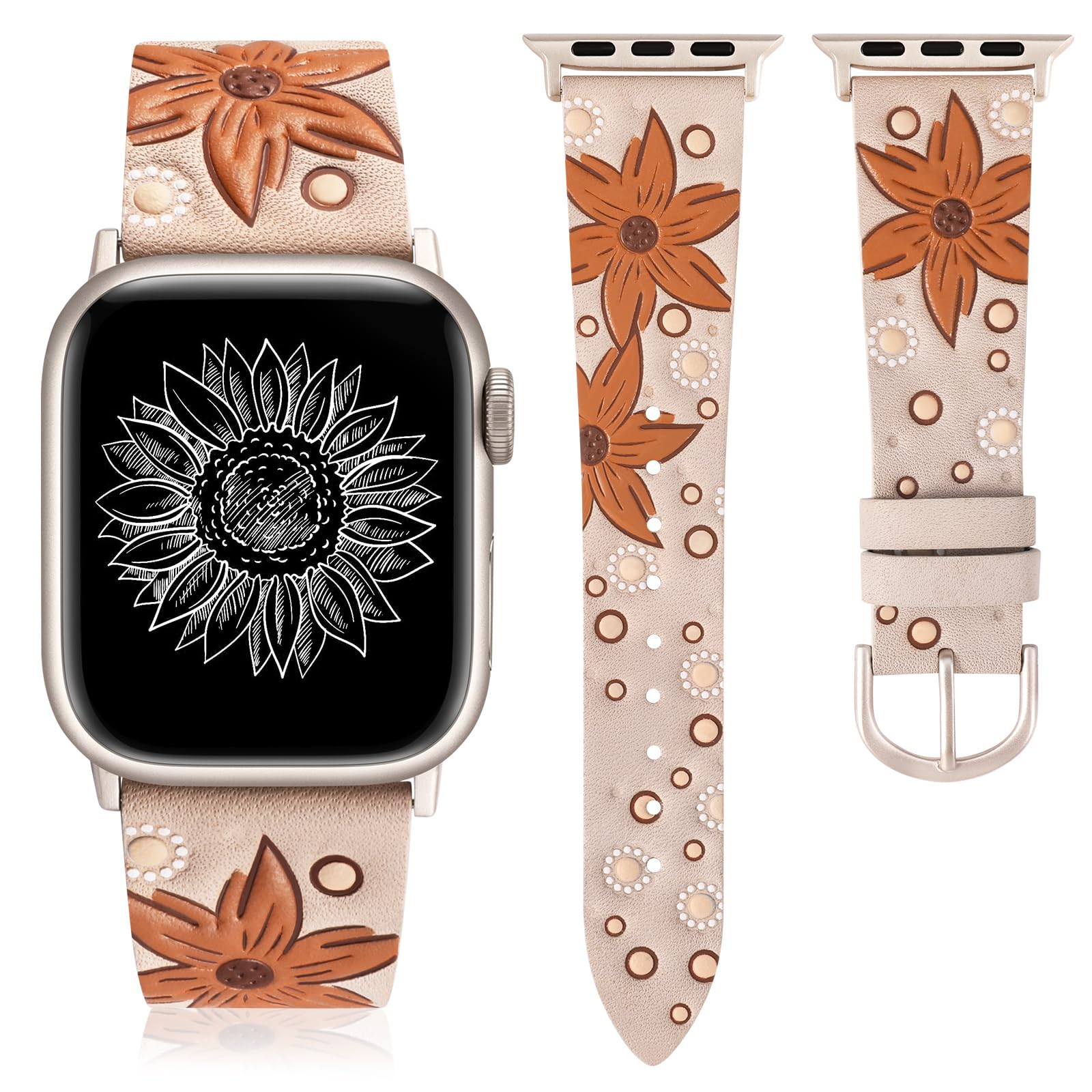 Brown Band / Yellow Floral 42mm(Series 3)/44/45/49/46mm(Series 10) Best apple watch bands in use, Apple watch band , Applewatchbands.us