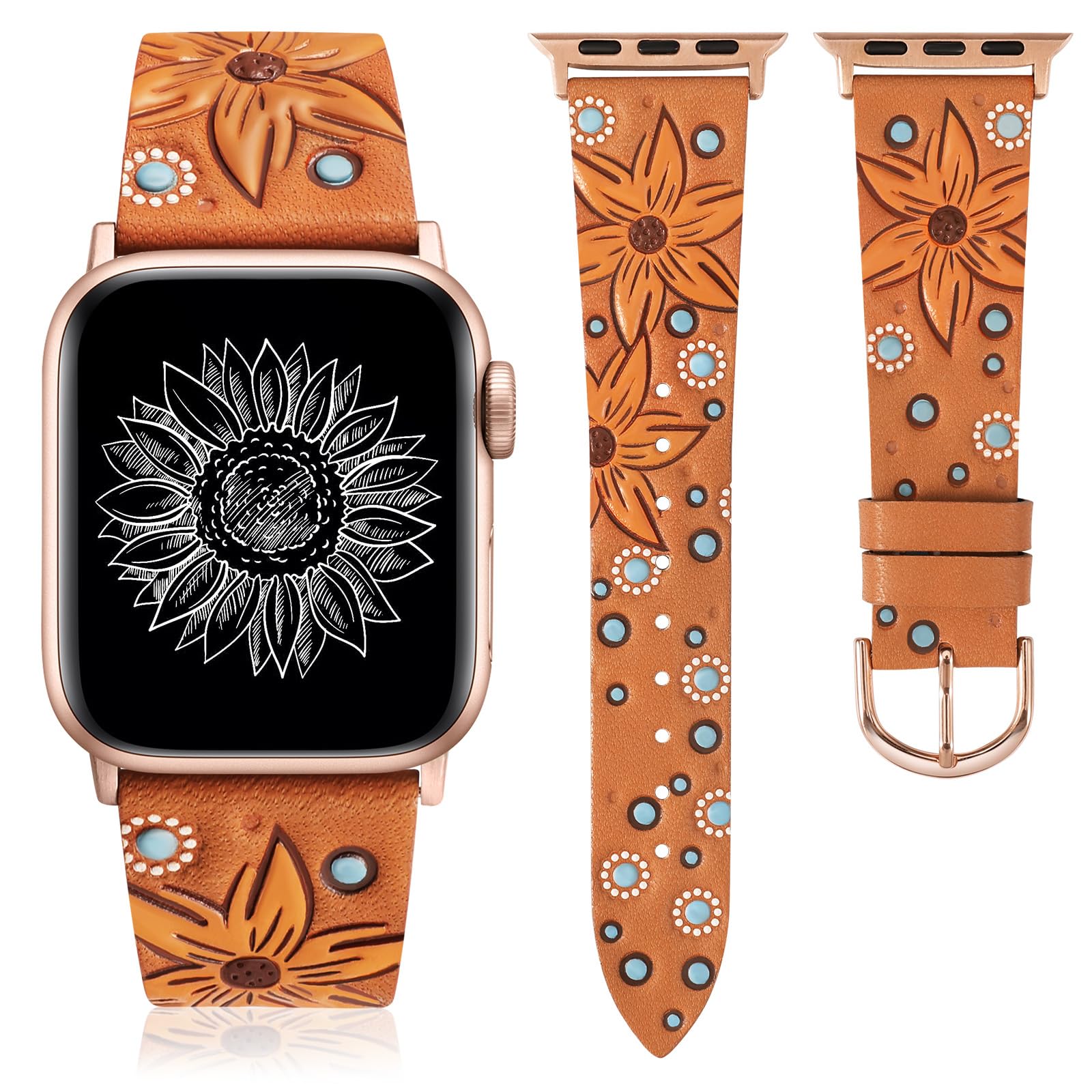 Brown Band / Orange Floral 38/40/41/42mm(Series 10) Best apple watch bands in use, Apple watch band , Applewatchbands.us