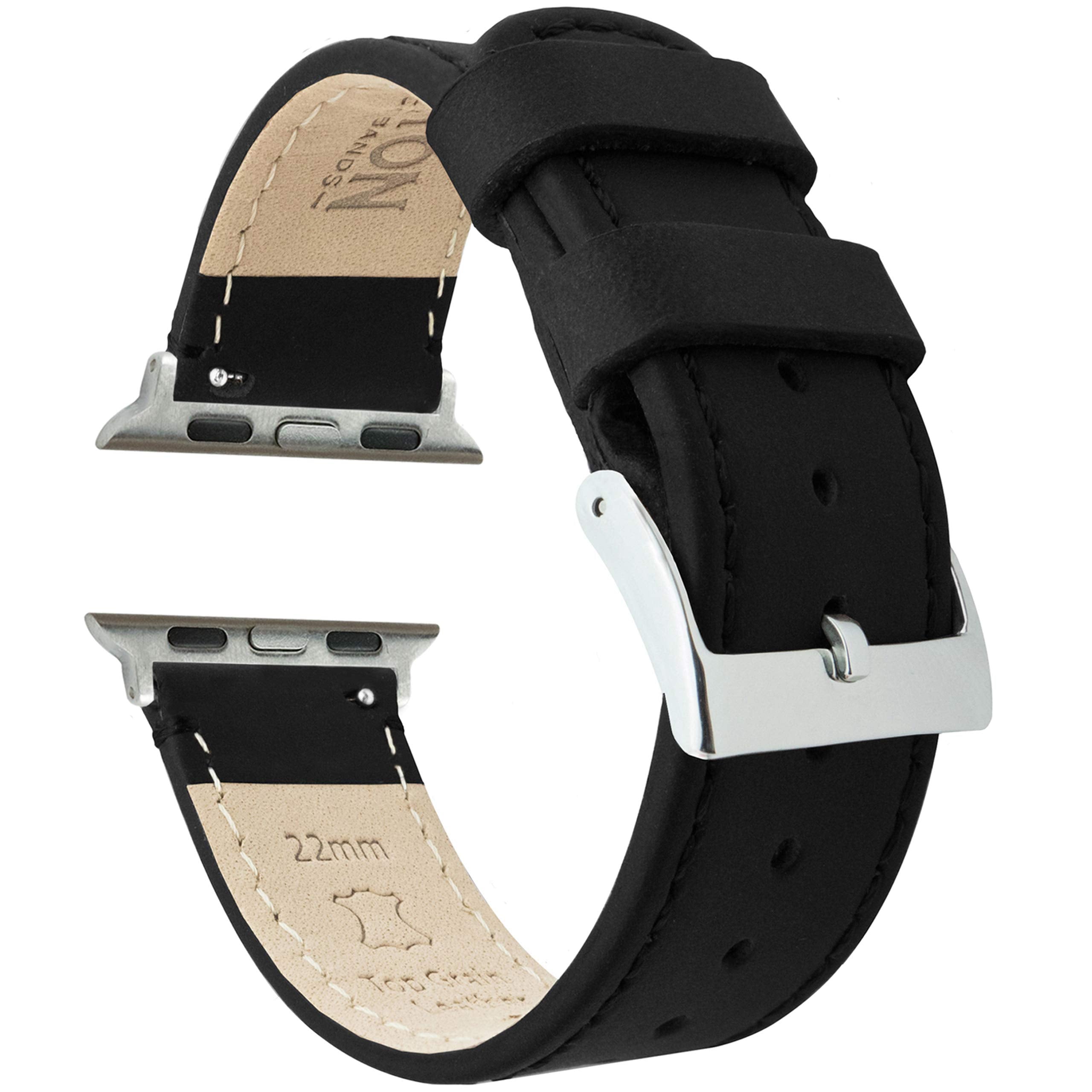 Black Leather & Stitching Large Apple Watch (42mm/44mm/45mm/49mm) Best apple watch bands in use, Apple watch band , Applewatchbands.us