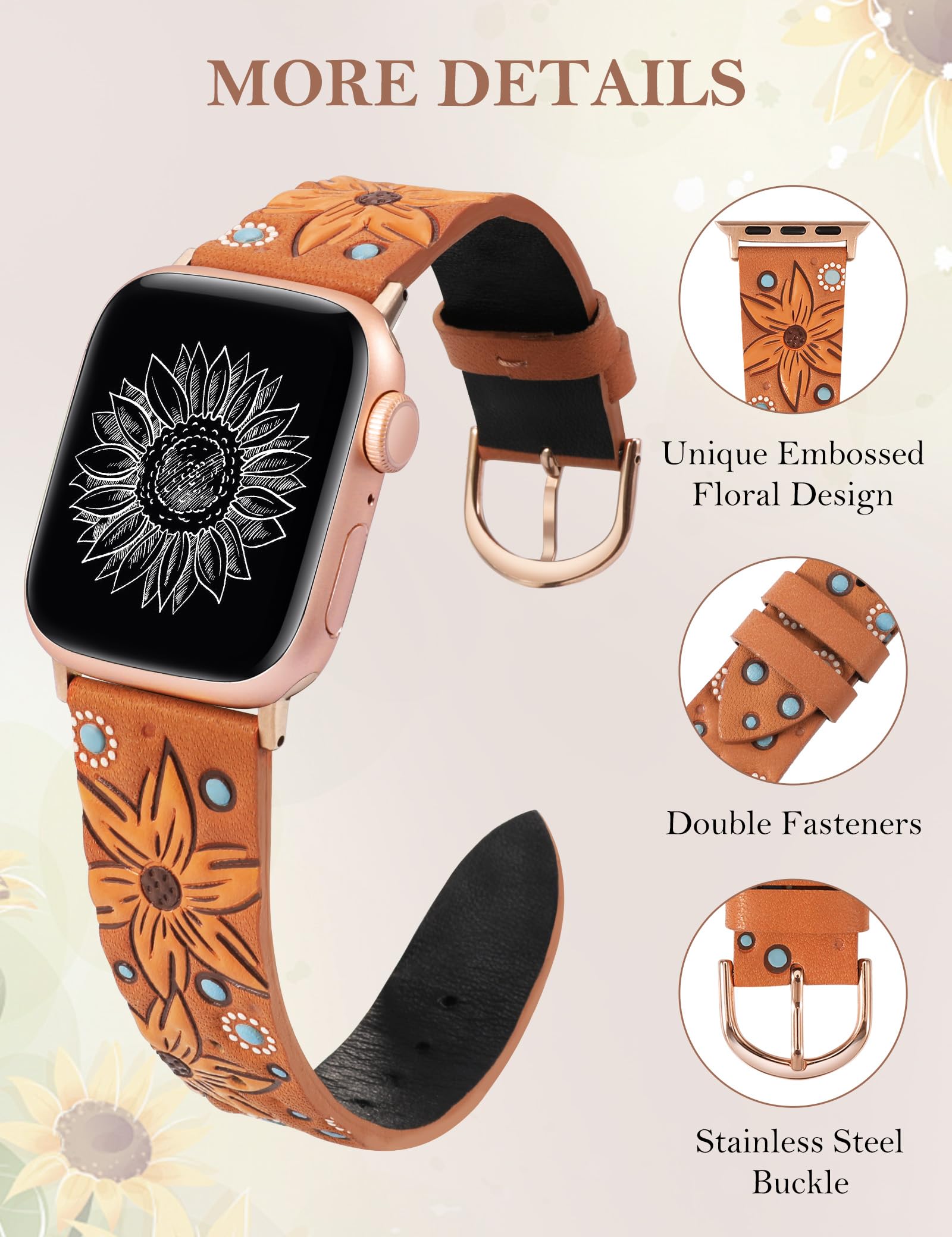 Black Band / Yellow Floral 38/40/41/42mm(Series 10) Best apple watch bands in use, Apple watch band , Applewatchbands.us