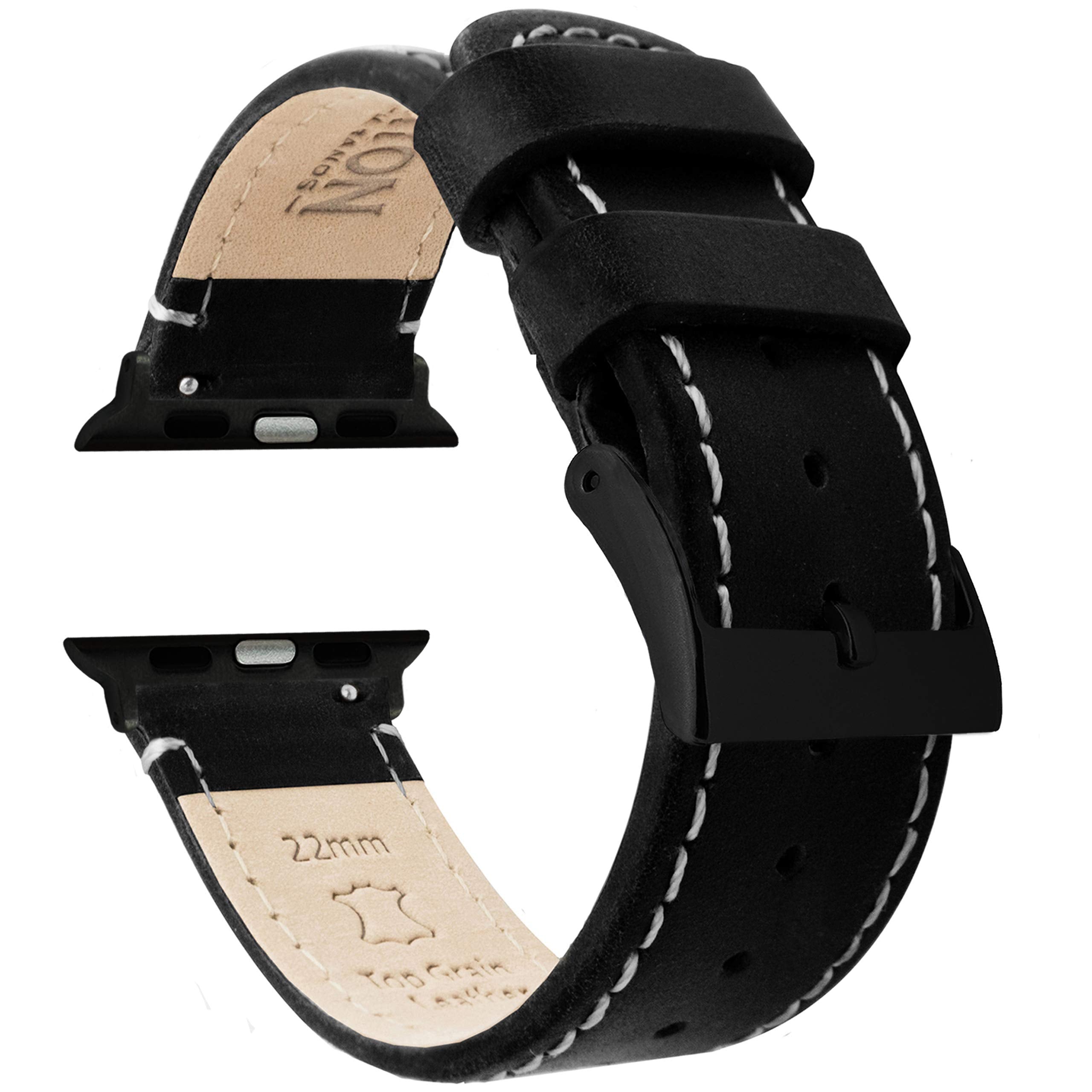 White Leather / White Stitching 22mm Best apple watch bands in use, Apple watch band , Applewatchbands.us